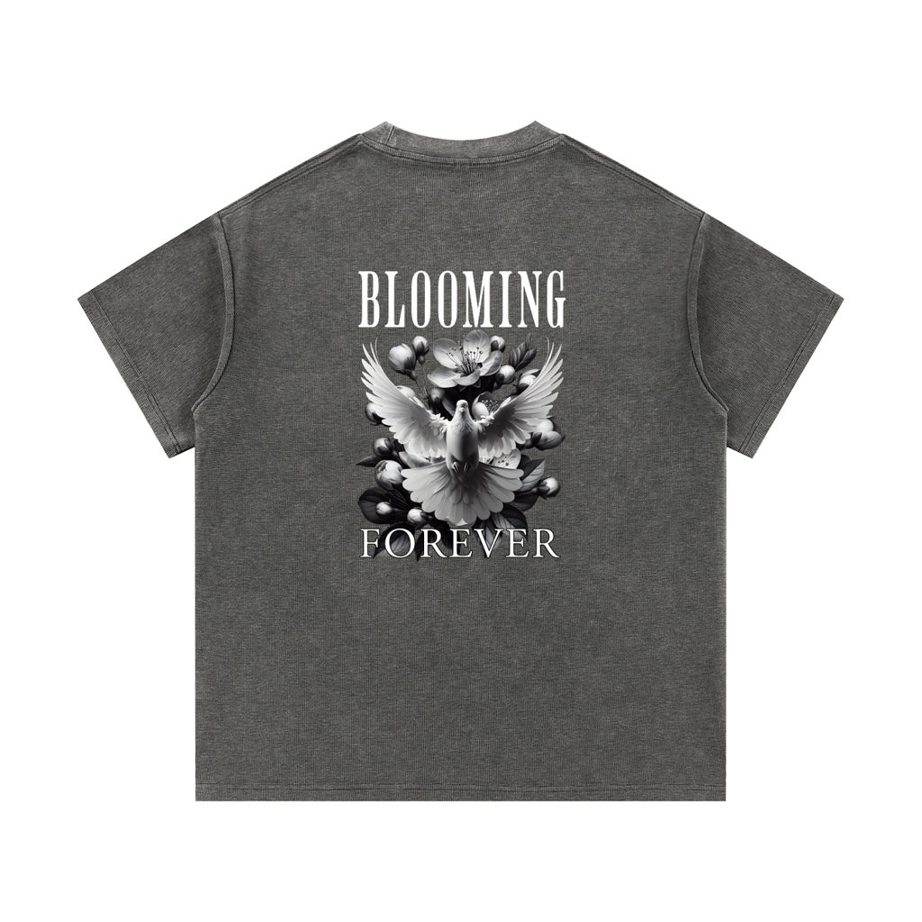 Blooming Forever Mineral Wash Waffle Knit Unisex T-Shirt