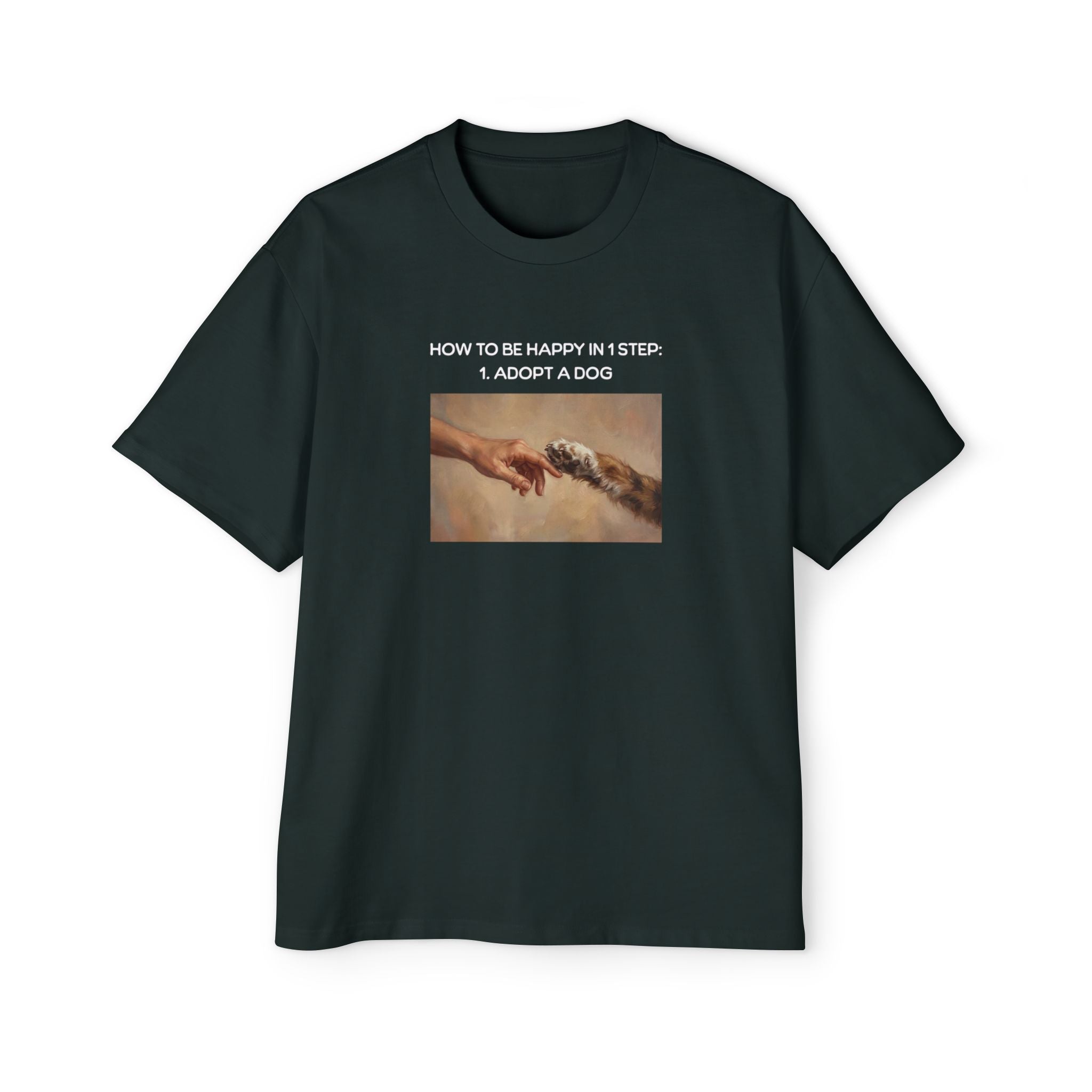 How to Be Happy In 1 Step Unisex Oversized T-Shirt