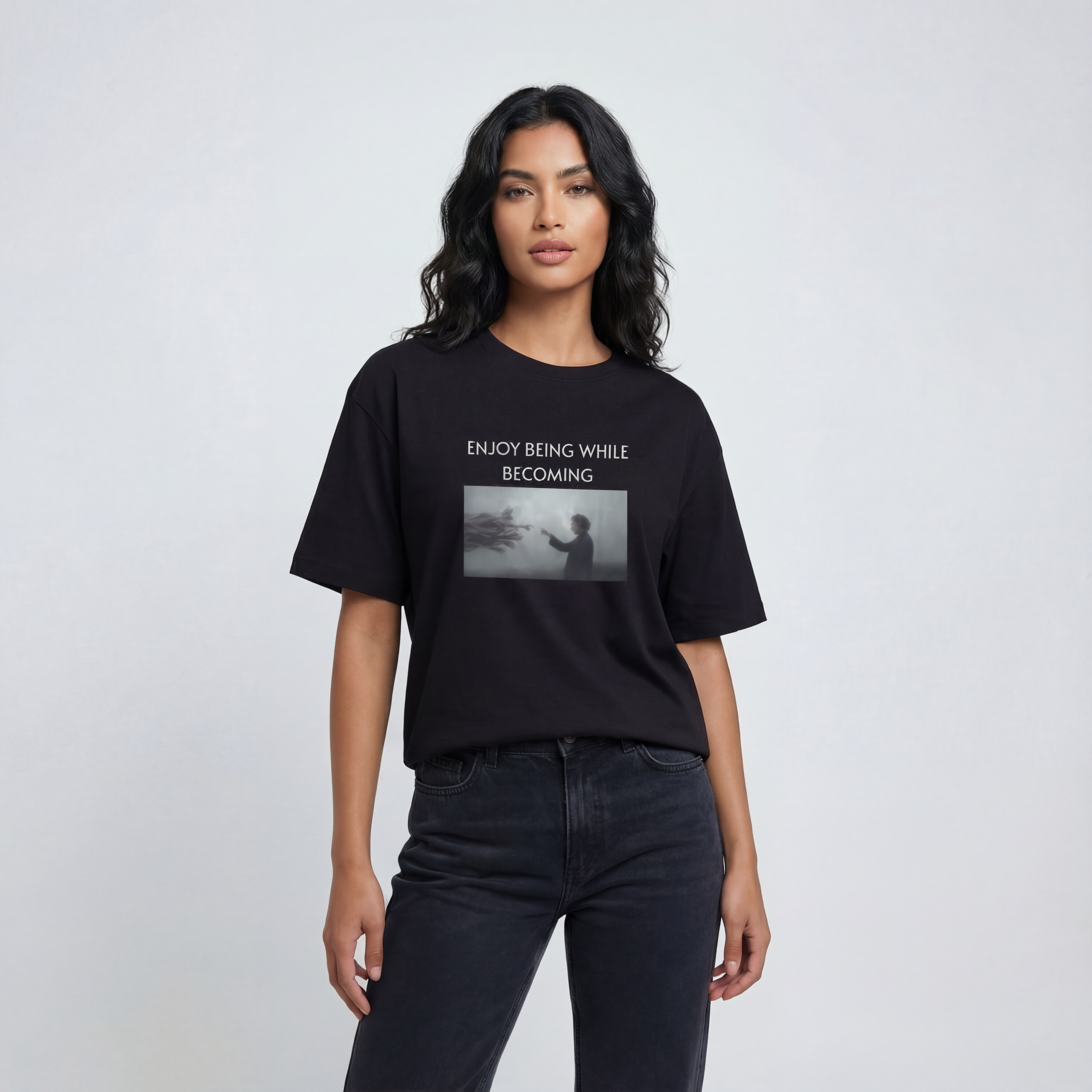 Enjoy Being While Becoming Unisex Oversized T-Shirt