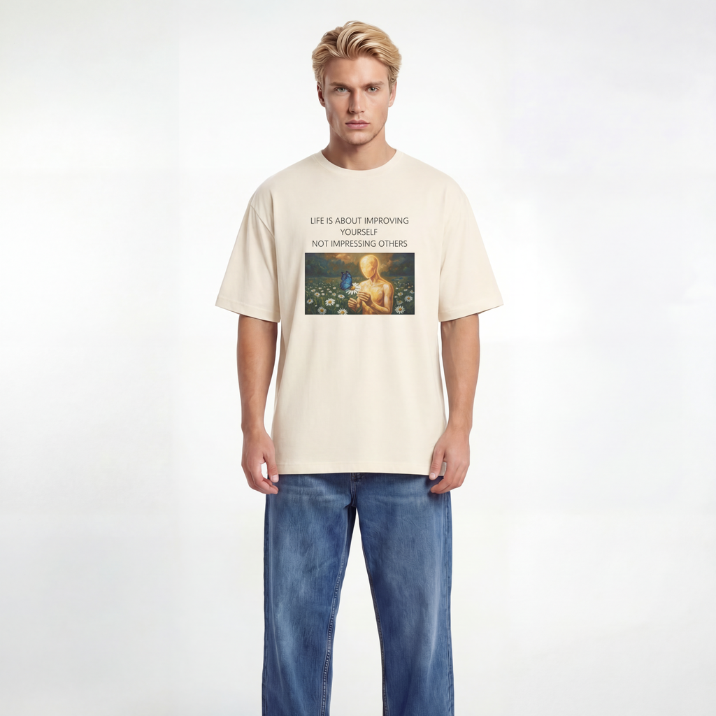 Life Is About Improving Yourself Unisex Oversized T-Shirt