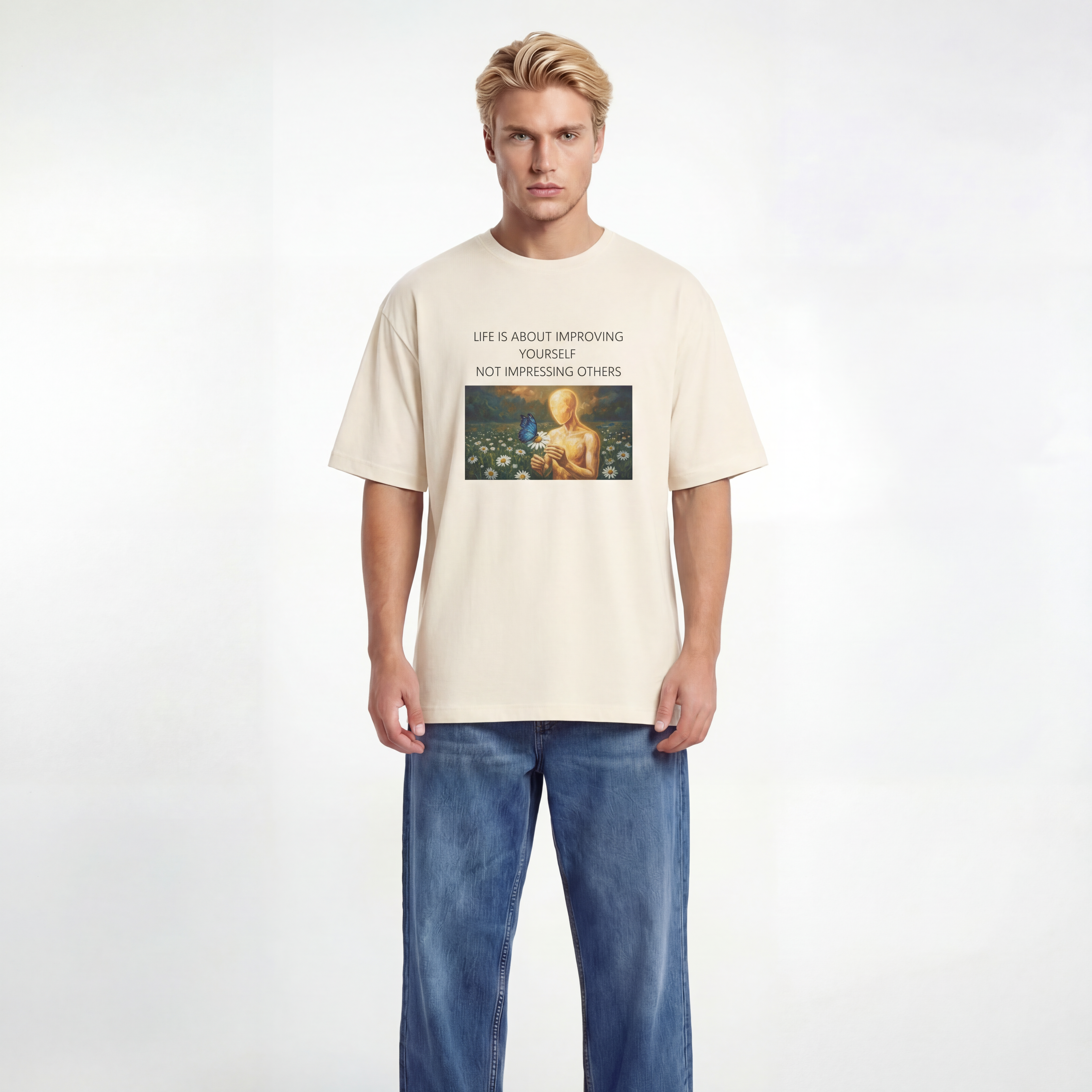 Life Is About Improving Yourself Unisex Oversized T-Shirt