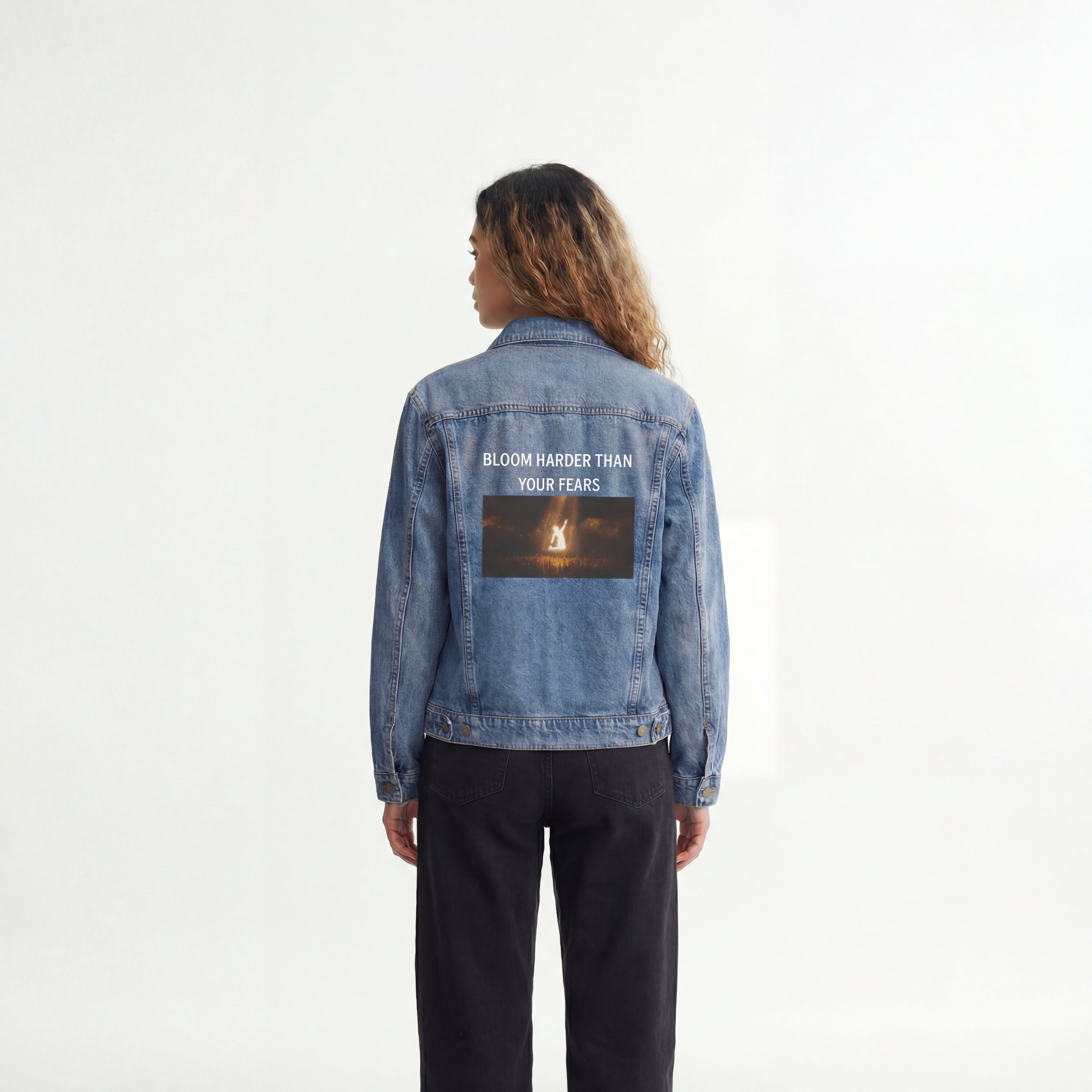 Bloom Harder Than Your Fears Unisex Denim Jacket
