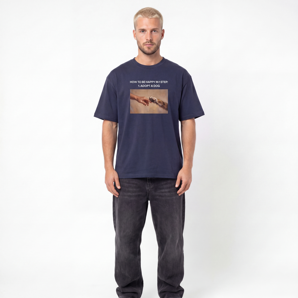 How to Be Happy In 1 Step Unisex Oversized T-Shirt