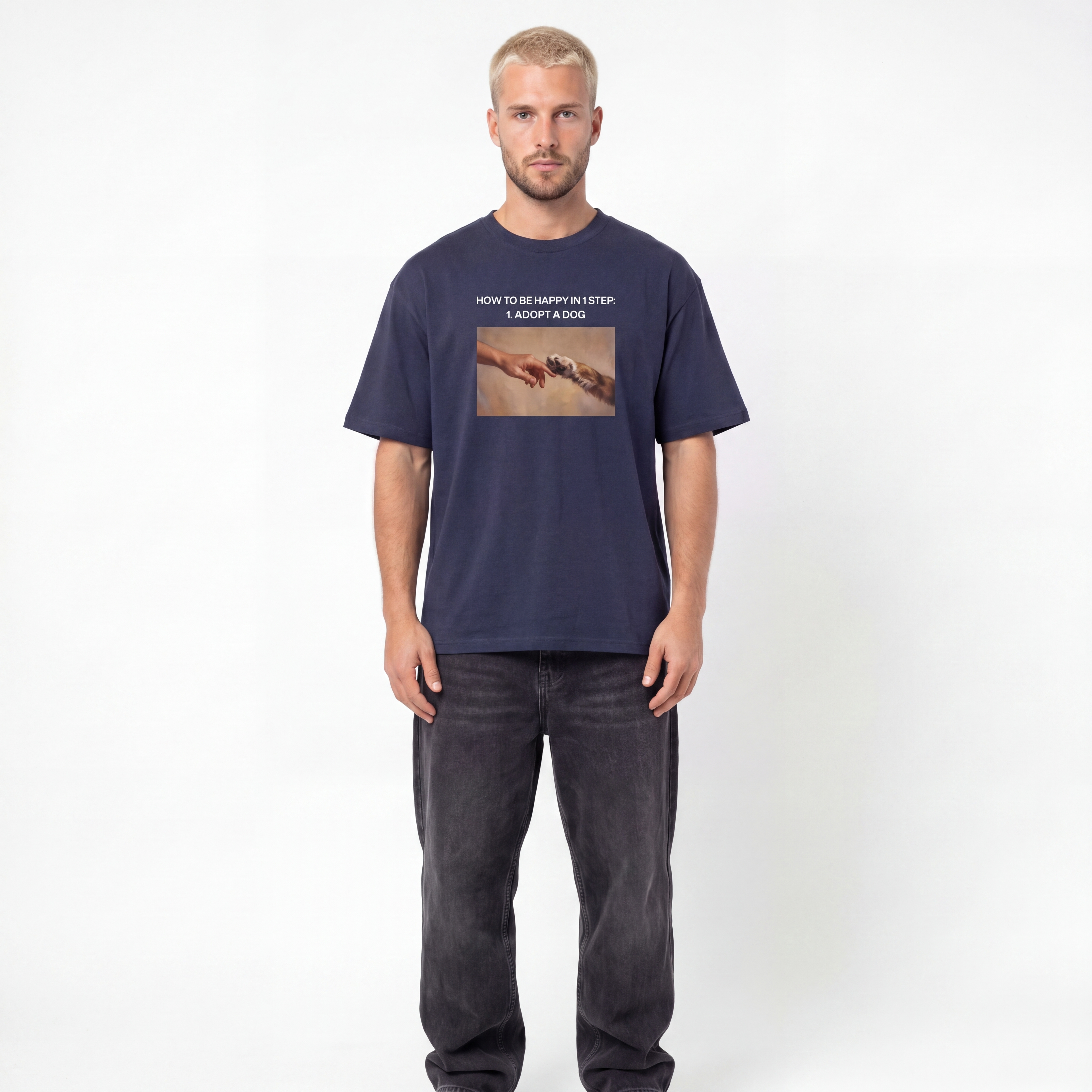 How to Be Happy In 1 Step Unisex Oversized T-Shirt