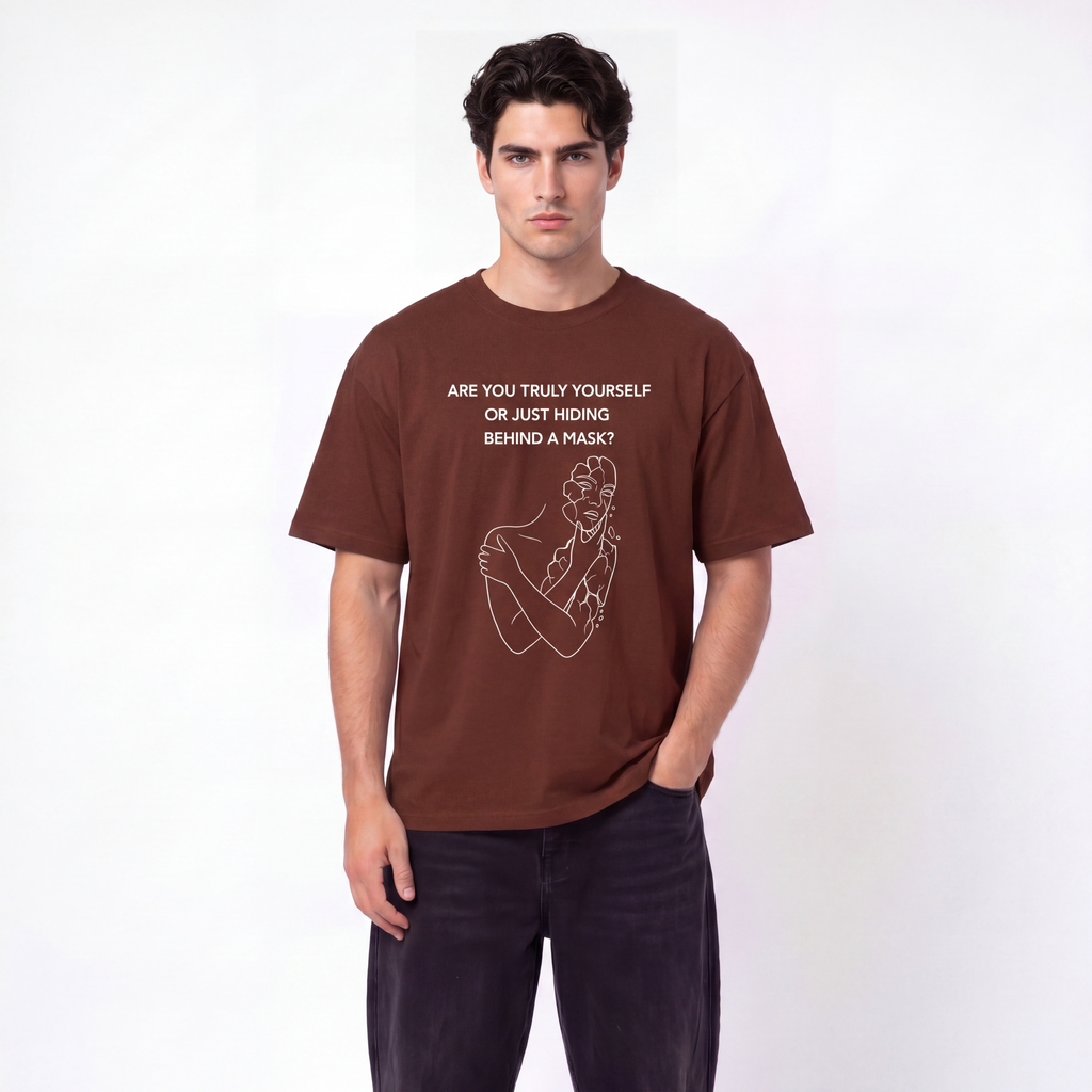 Are you truly yourself or just hiding behind a mask? Unisex Oversized T-Shirt