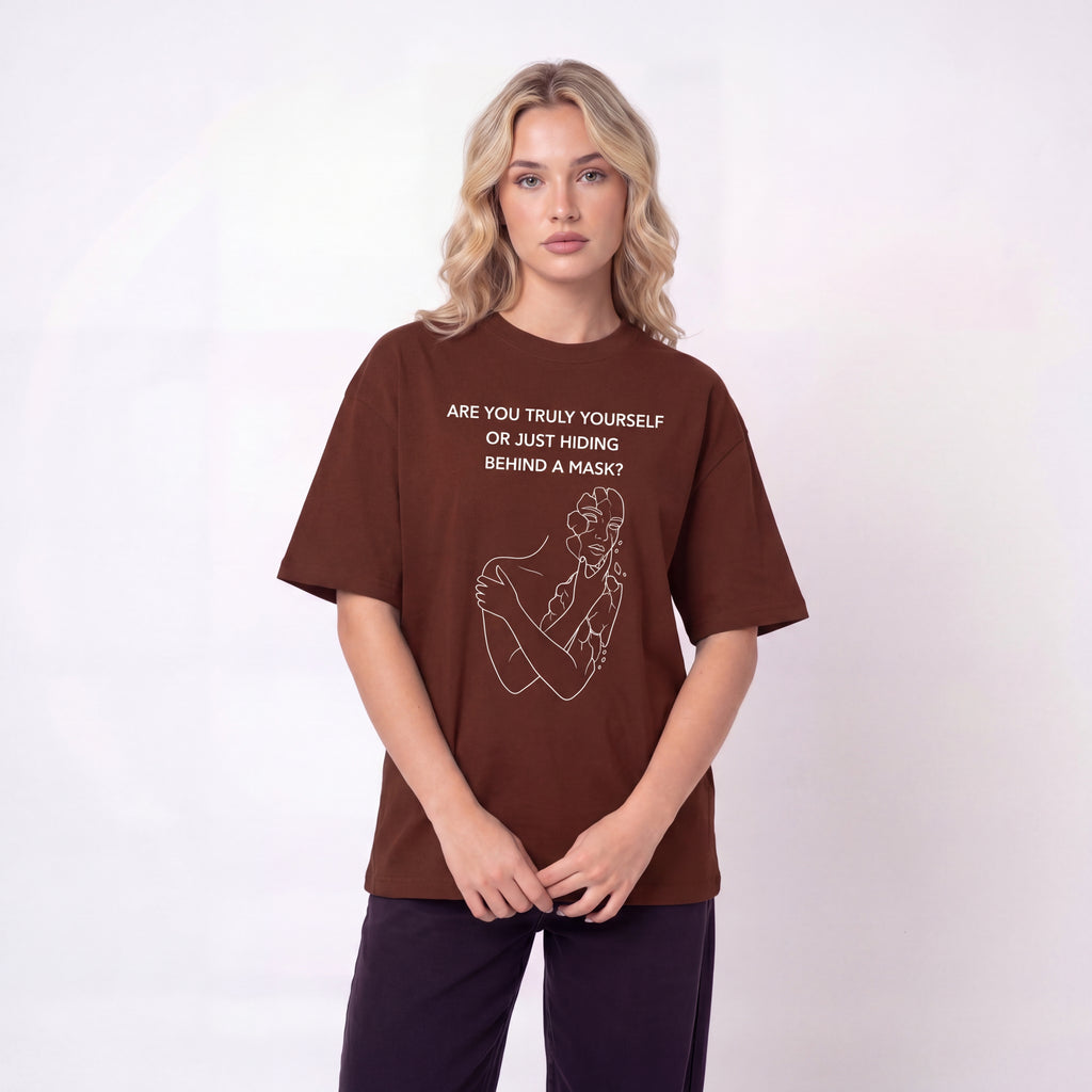 Are you truly yourself or just hiding behind a mask? Unisex Oversized T-Shirt