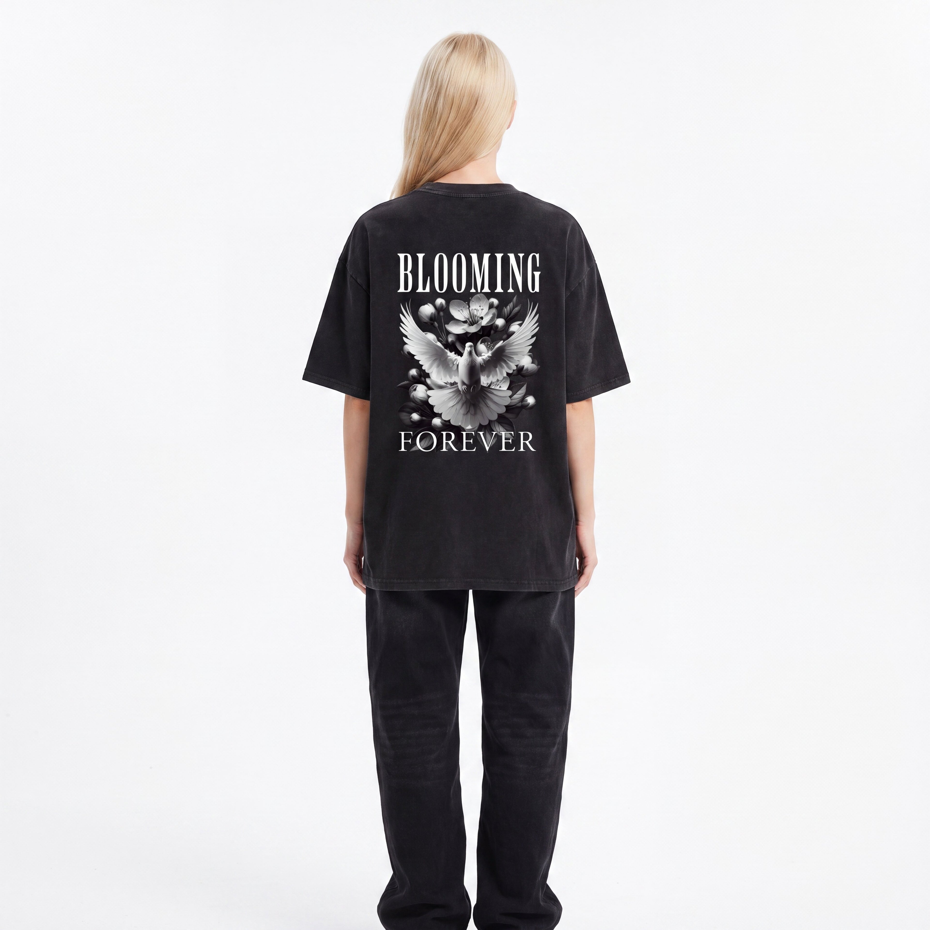 Blooming Forever Mineral Wash Waffle Knit Unisex T-Shirt