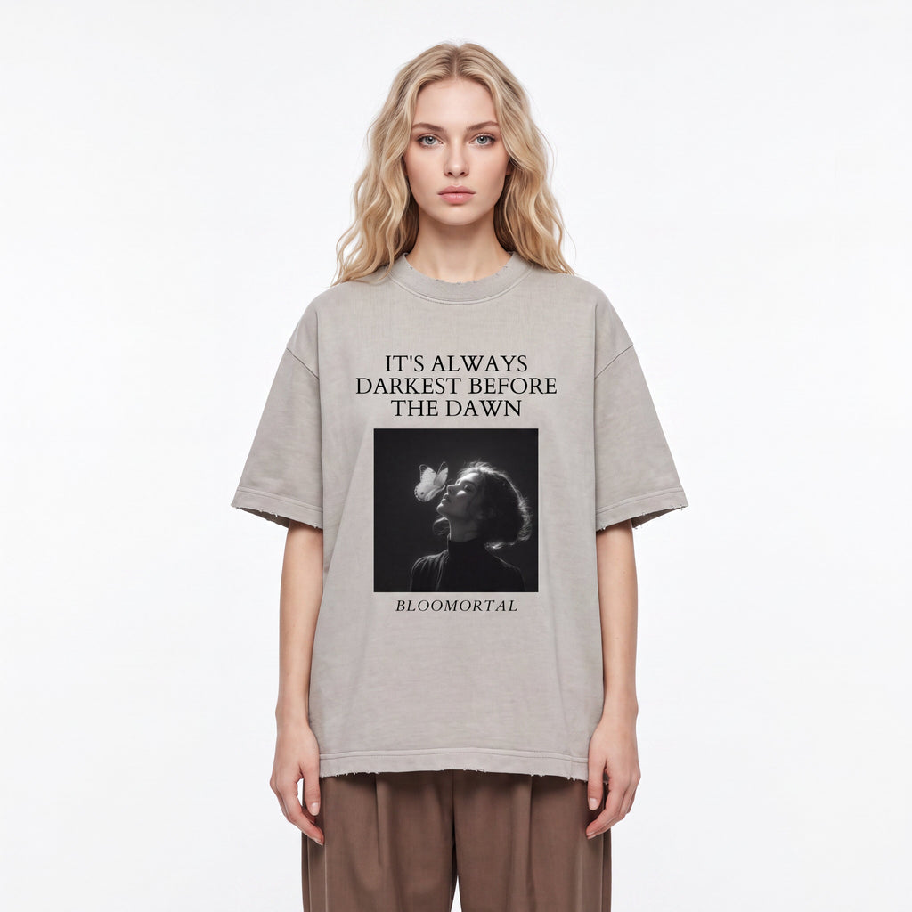 Before The Dawn Heavyweight Vintage Washed Frayed Unisex T-Shirt