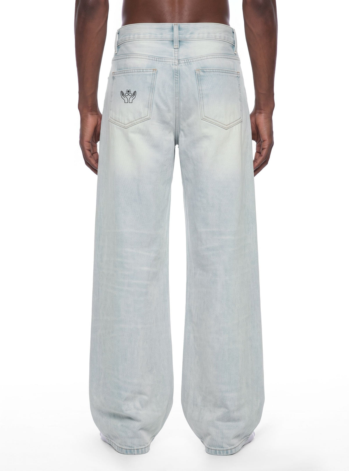 Men's Vintage Wash Wide Leg Denim Jeans