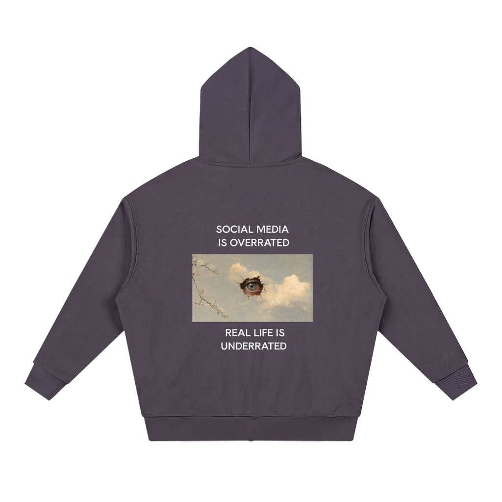 Social Media Is Overrated Unisex Loose Full Zip Hoodie