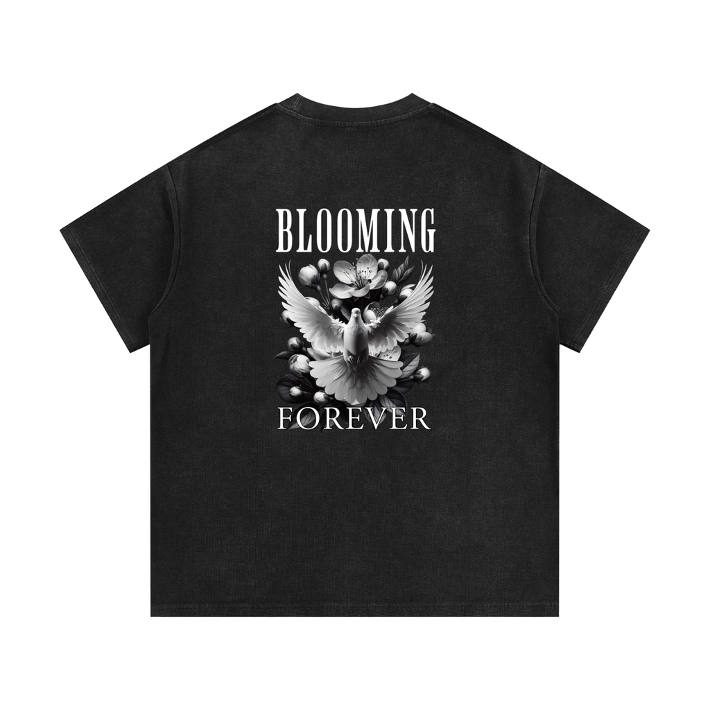 Blooming Forever Mineral Wash Waffle Knit Unisex T-Shirt