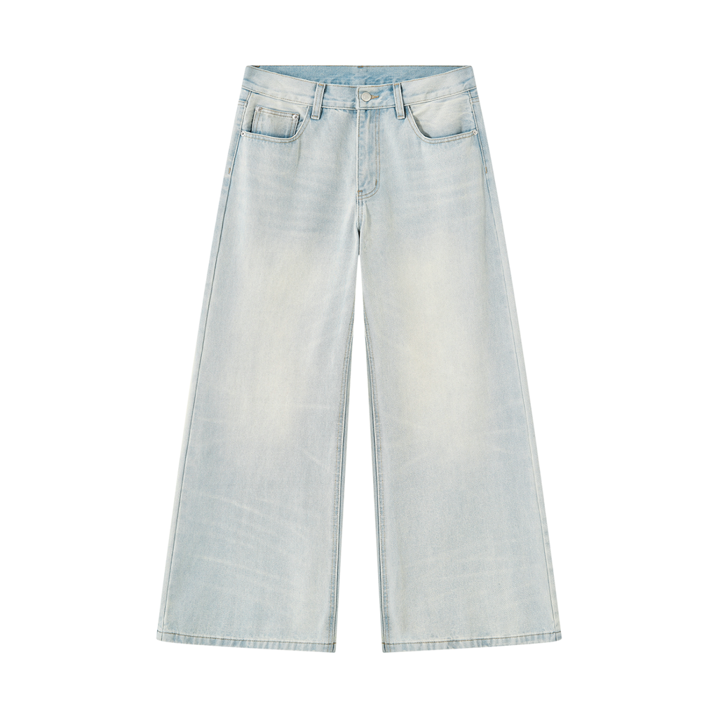 Men's Vintage Wash Wide Leg Denim Jeans