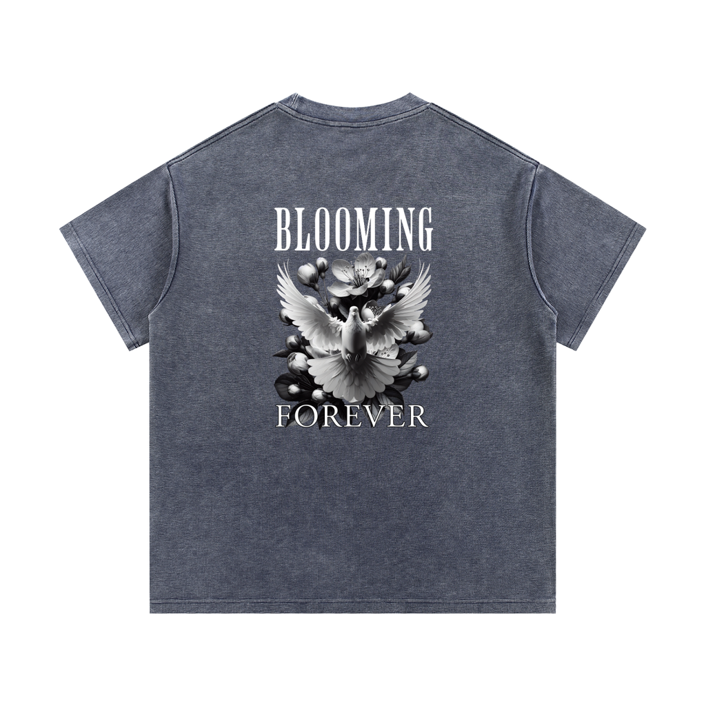 Blooming Forever Mineral Wash Waffle Knit Unisex T-Shirt