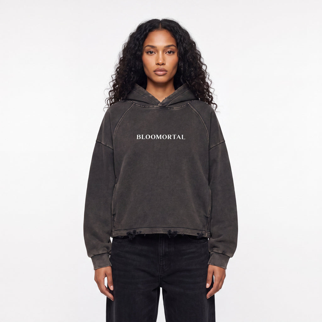 The Risk Takers Club Vintage Washed Frayed-Hem Unisex Hoodie