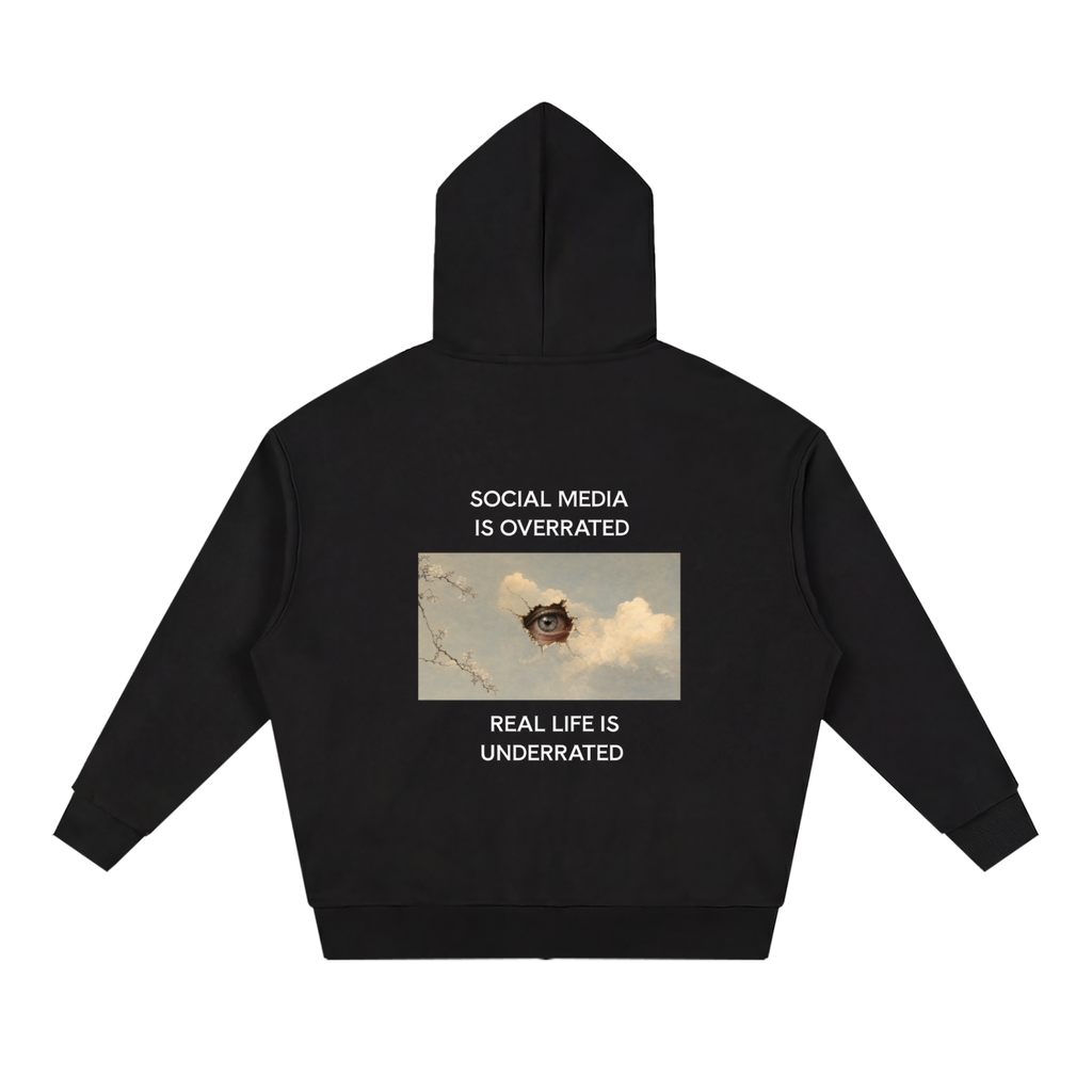 Social Media Is Overrated Unisex Loose Full Zip Hoodie