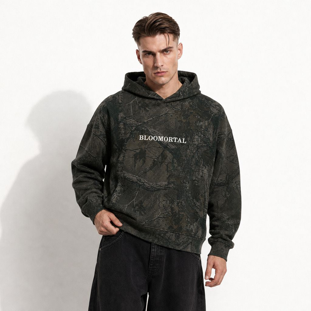 Waffle Tree Camo Boxy Hoodie