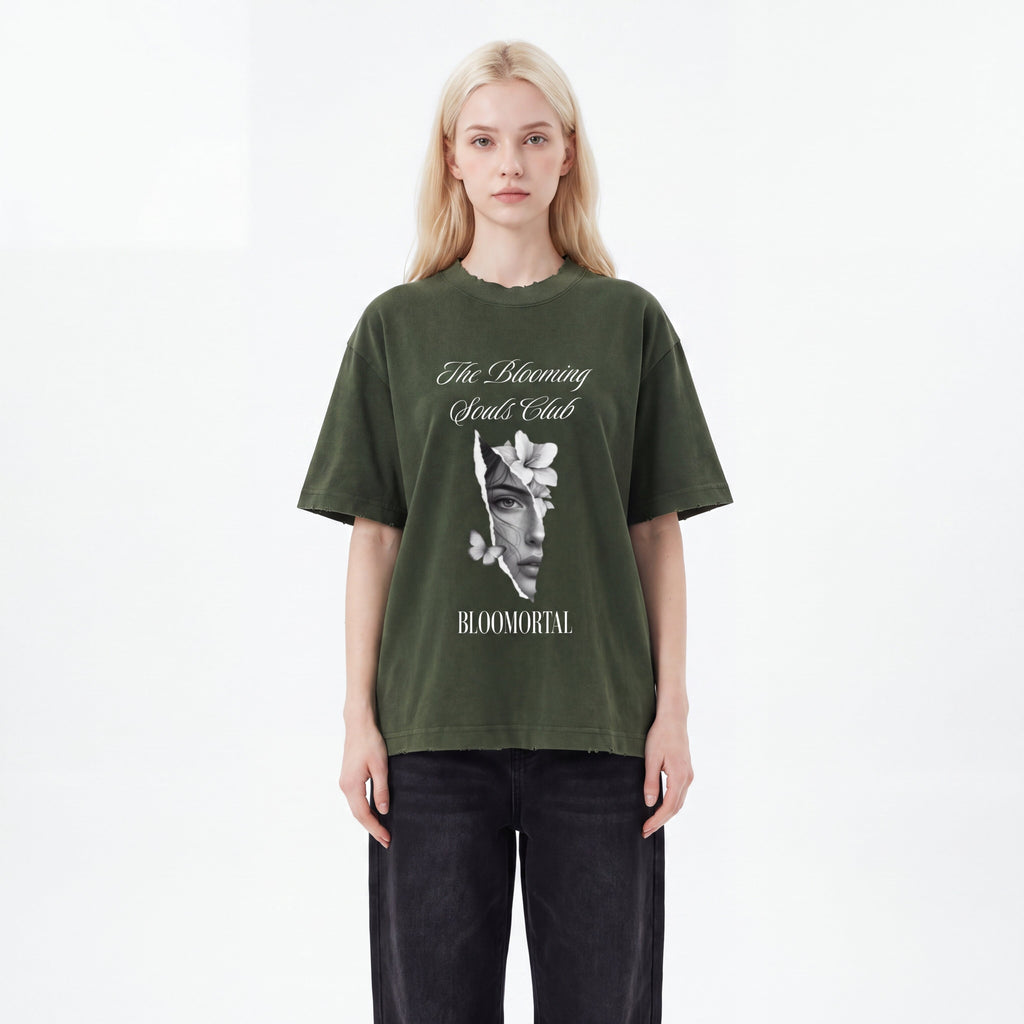 The Blooming Souls Club Vintage Washed Frayed T-Shirt