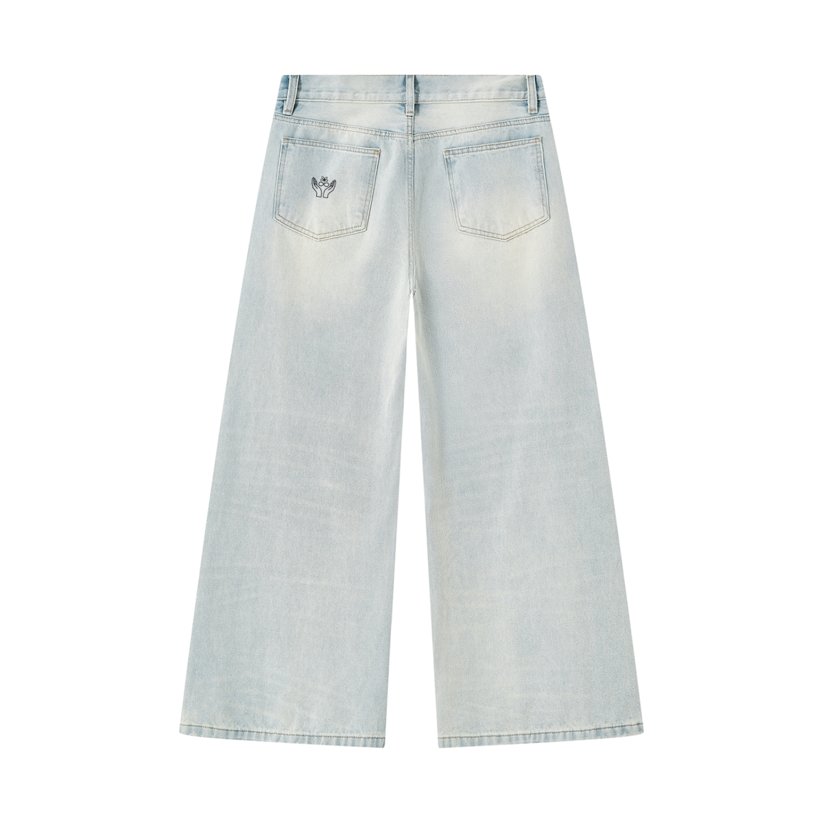 Men's Vintage Wash Wide Leg Denim Jeans
