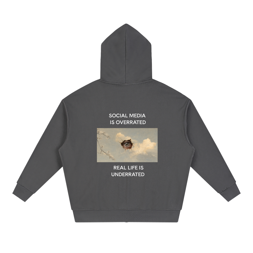 Social Media Is Overrated Unisex Loose Full Zip Hoodie
