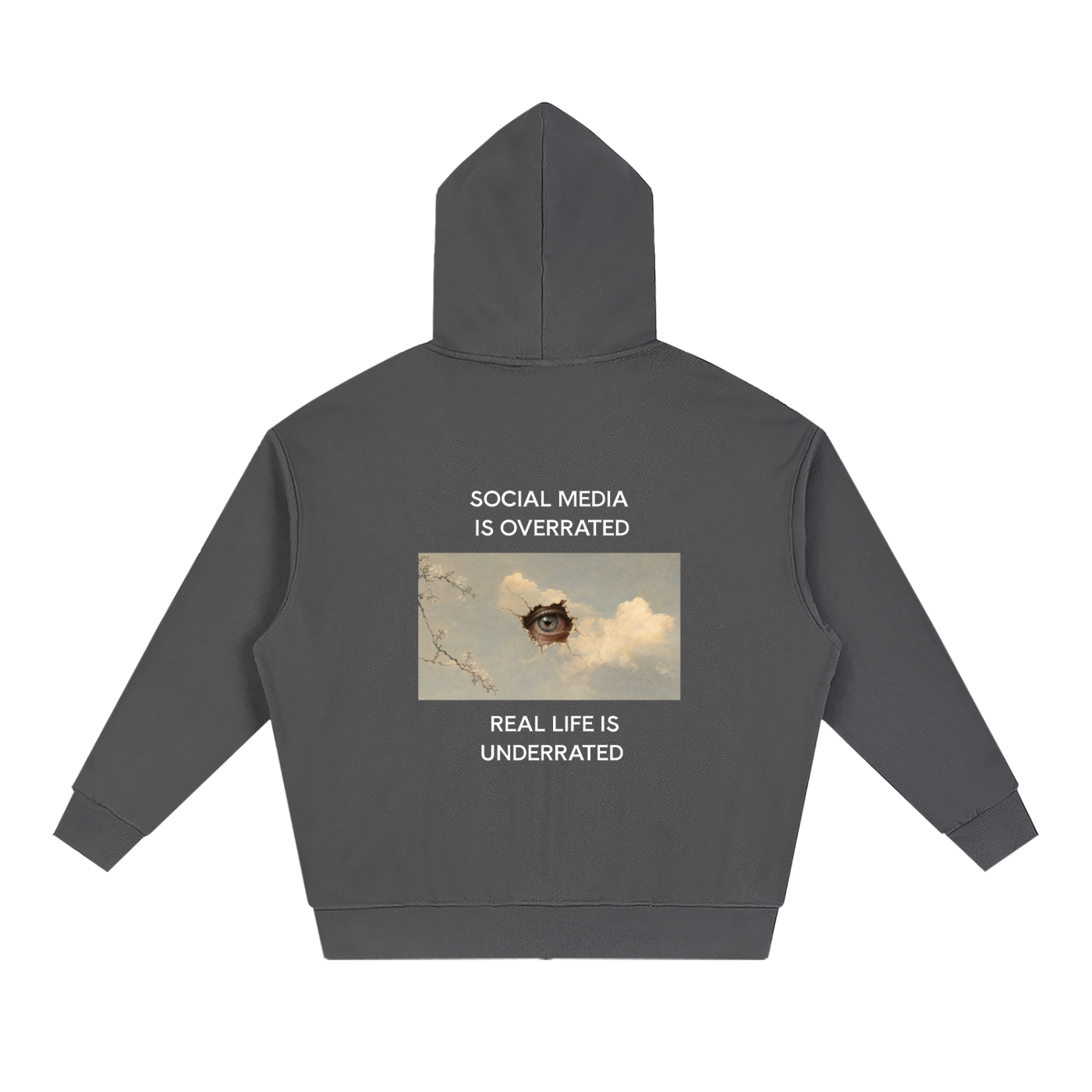Social Media Is Overrated Unisex Loose Full Zip Hoodie