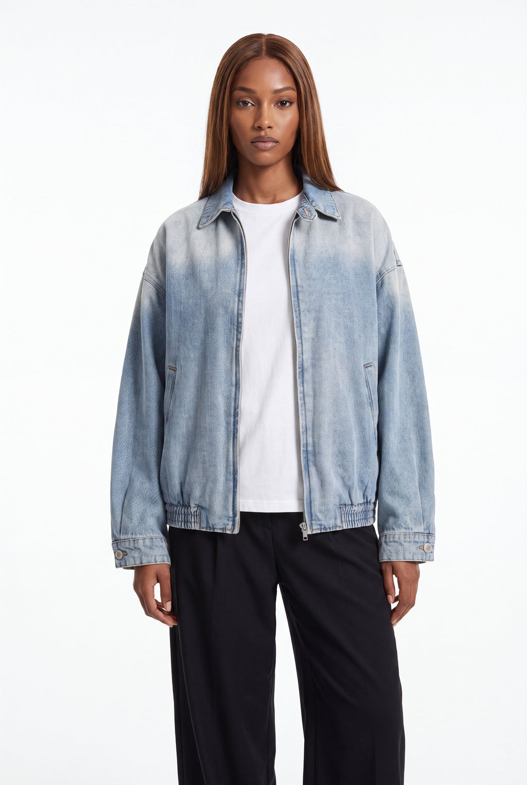 Vintage Wash Full-Zip Denim Jacket