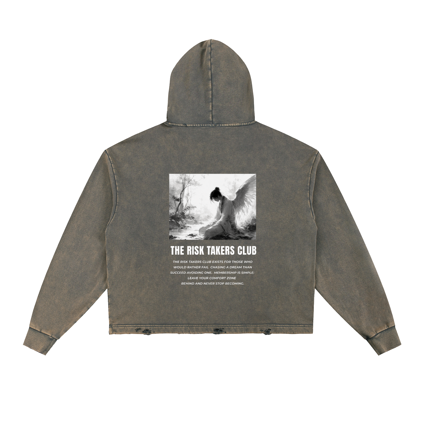 The Risk Takers Club Vintage Washed Frayed-Hem Unisex Hoodie