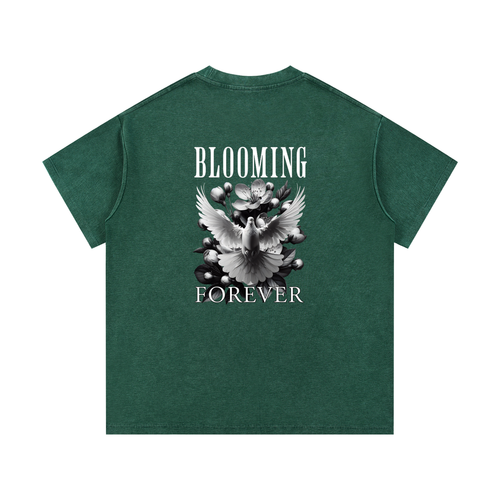 Blooming Forever Mineral Wash Waffle Knit Unisex T-Shirt