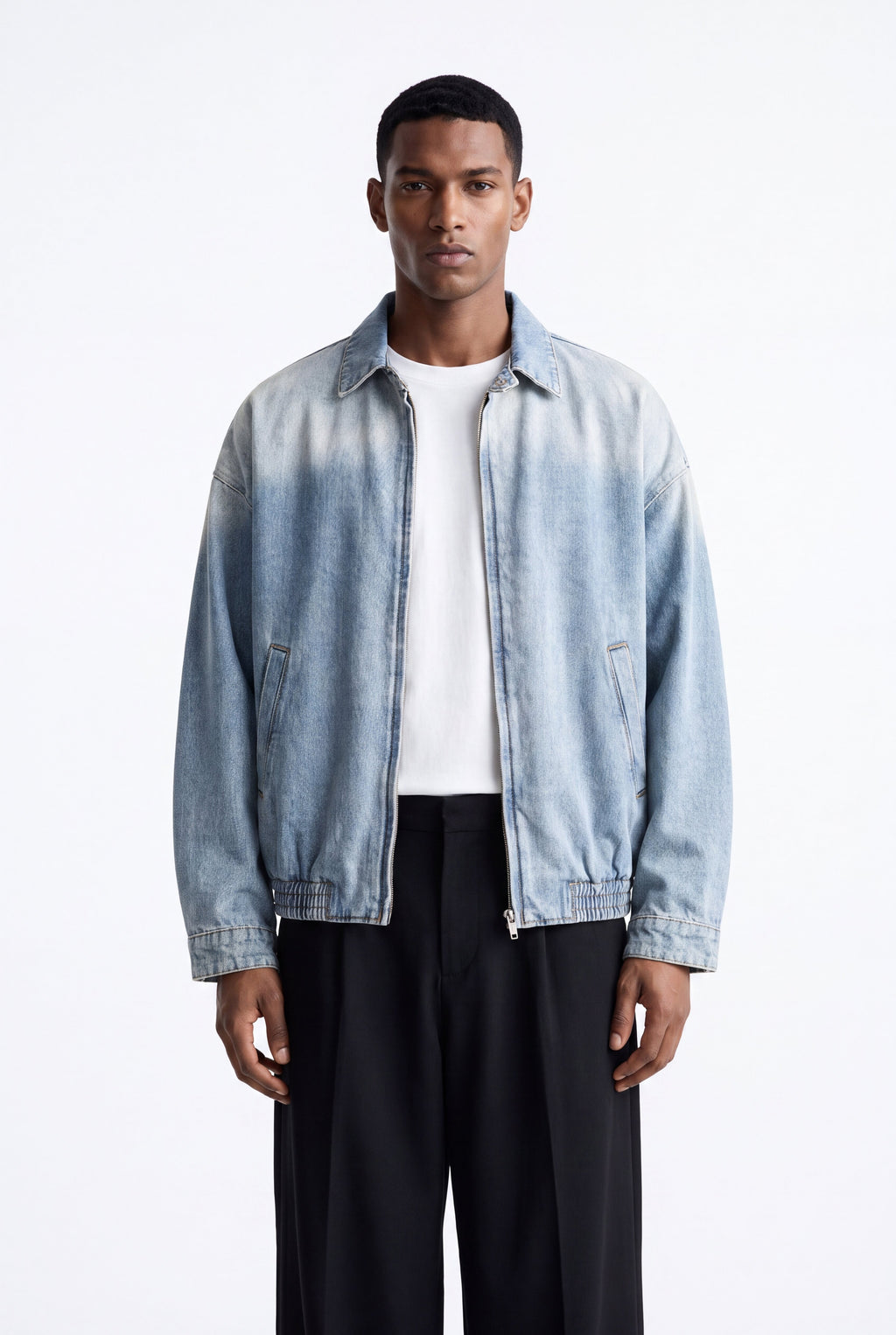 Vintage Wash Full-Zip Denim Jacket