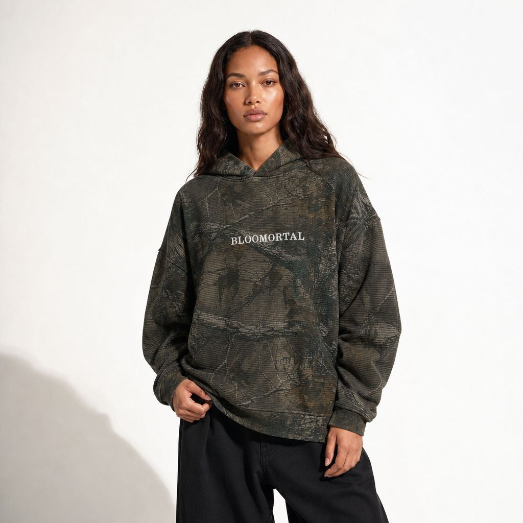 Waffle Tree Camo Boxy Hoodie