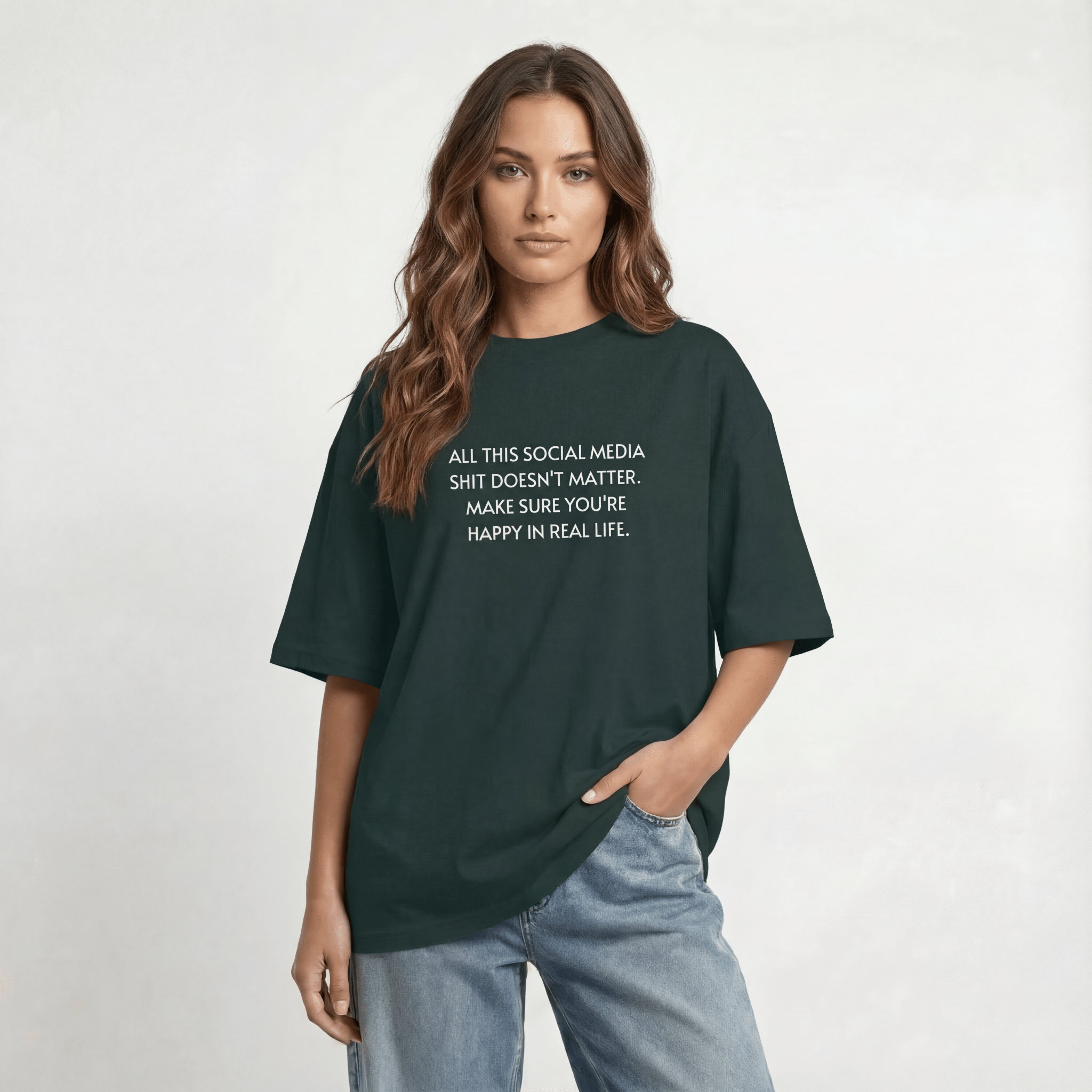 All This Social Media Shit Doesn't Matter Unisex Oversized T-Shirt - BLOOMORTAL