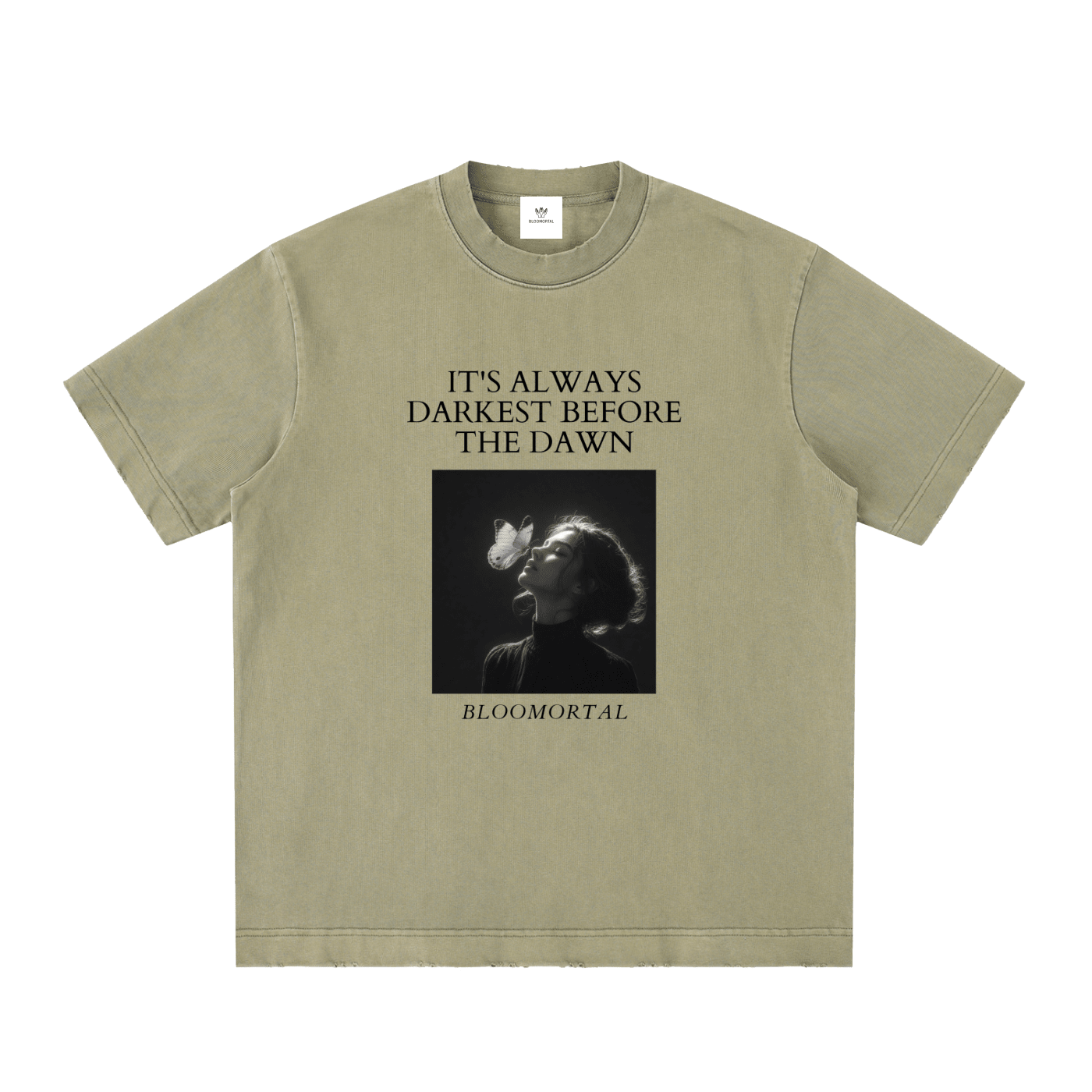 Before The Dawn Heavyweight Vintage Washed Frayed Unisex T-Shirt - BLOOMORTAL