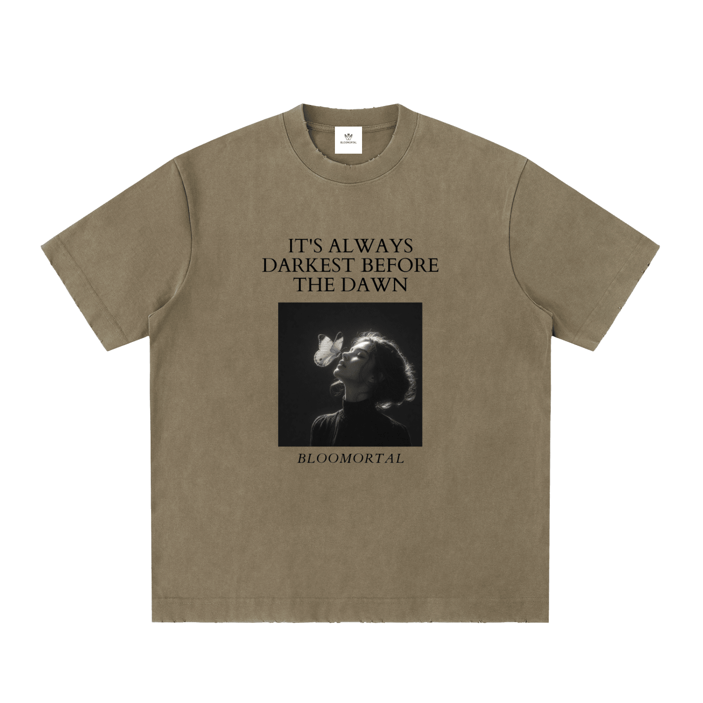 Before The Dawn Heavyweight Vintage Washed Frayed Unisex T-Shirt - BLOOMORTAL