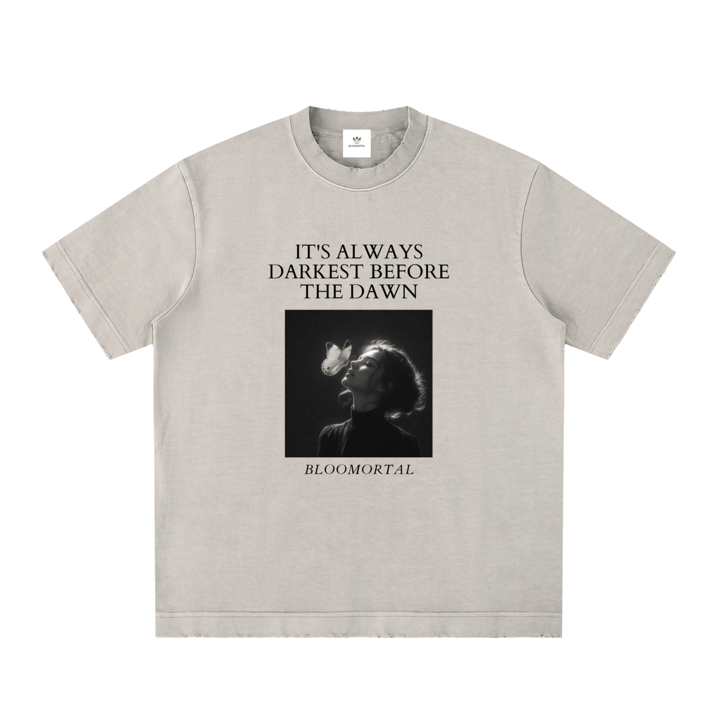 Before The Dawn Heavyweight Vintage Washed Frayed Unisex T-Shirt - BLOOMORTAL