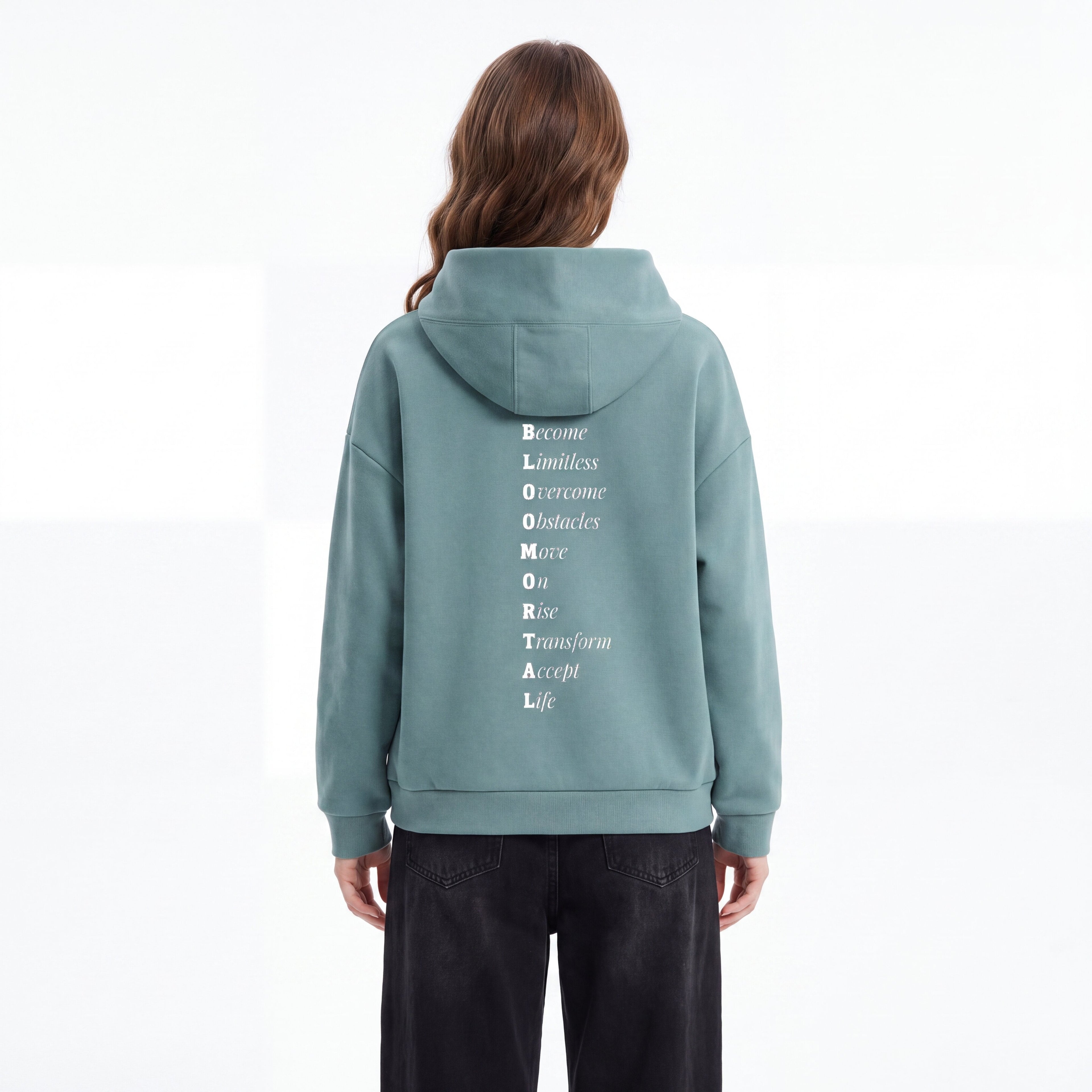 BLOOMORTAL Acronym Fleece Boxy Hoodie - BLOOMORTAL
