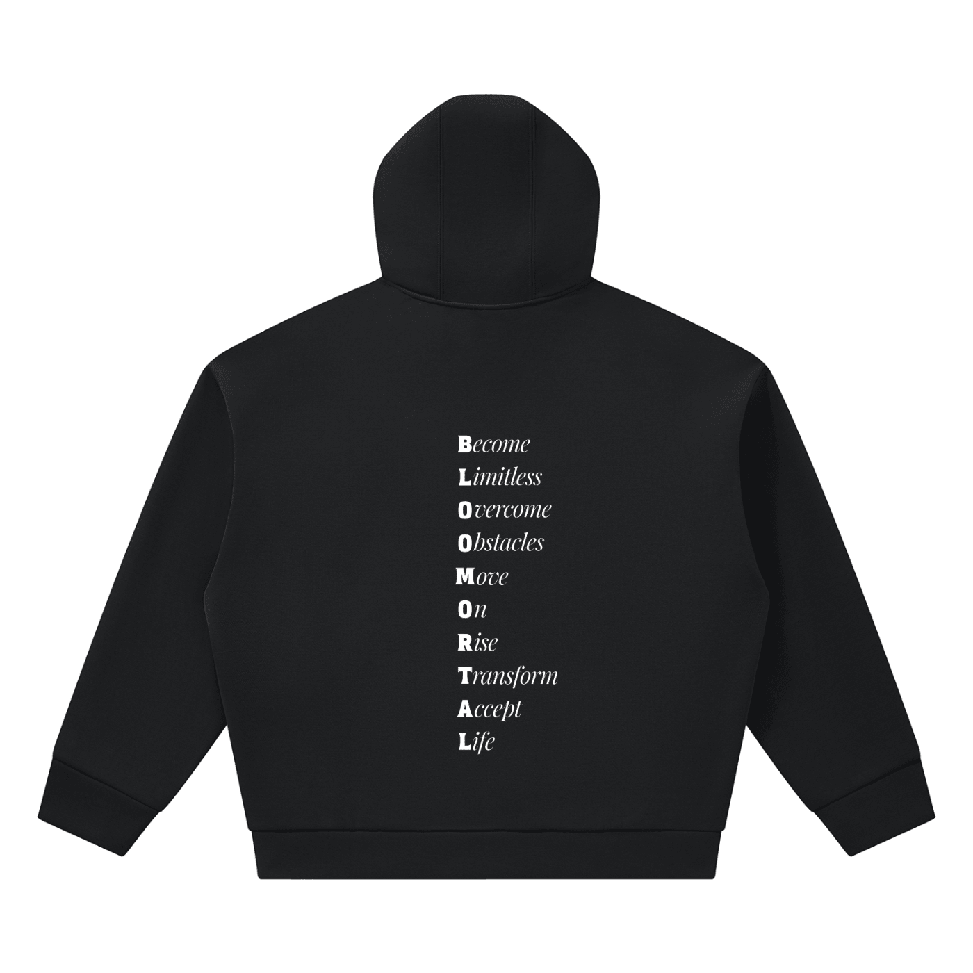 BLOOMORTAL Acronym Fleece Boxy Hoodie - BLOOMORTAL
