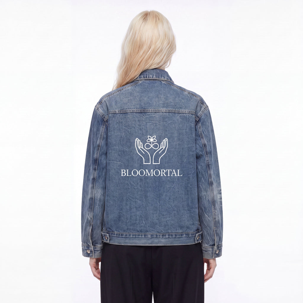 BLOOMORTAL Vintage Wash Zip Up Denim Jacket - BLOOMORTAL