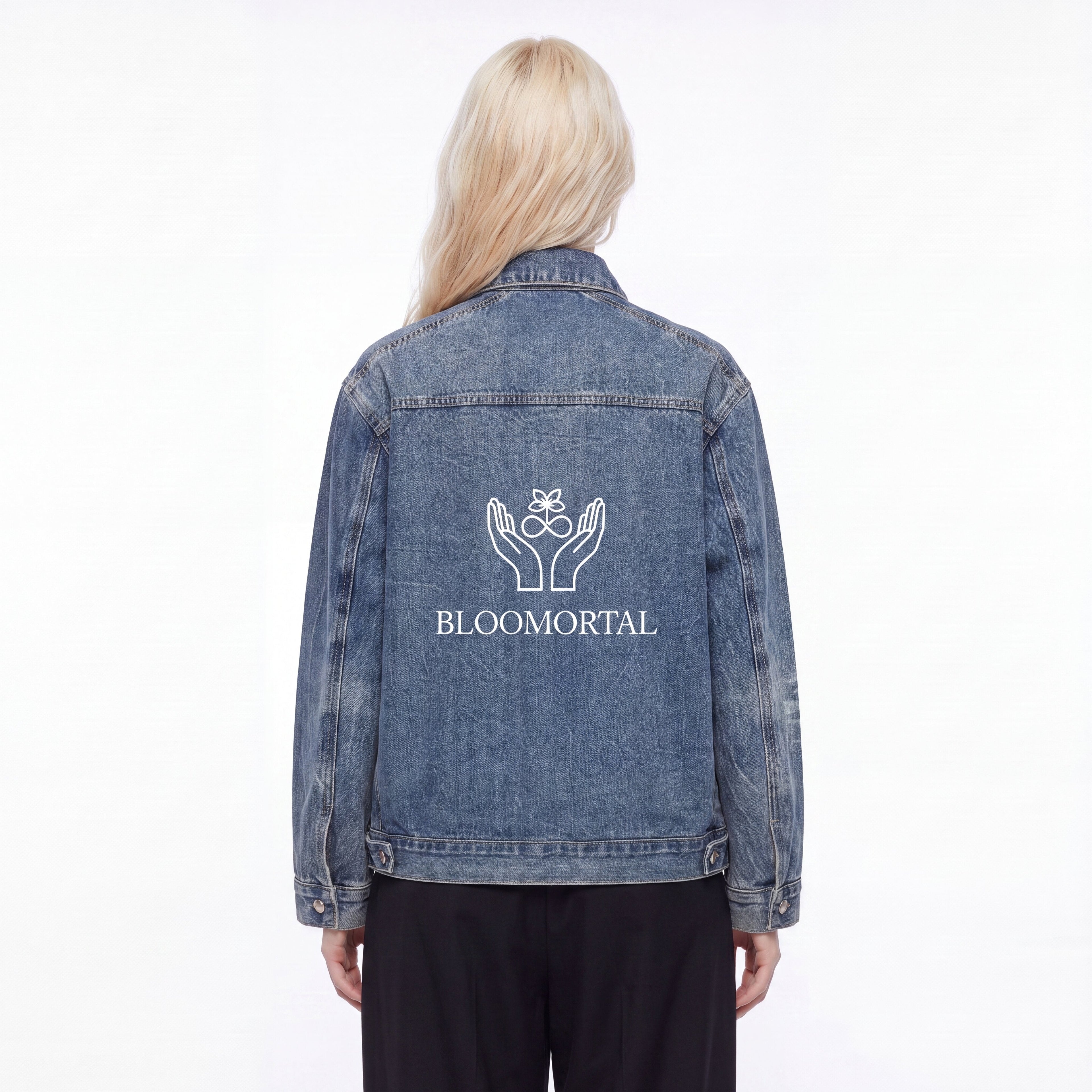 BLOOMORTAL Vintage Wash Zip Up Denim Jacket - BLOOMORTAL