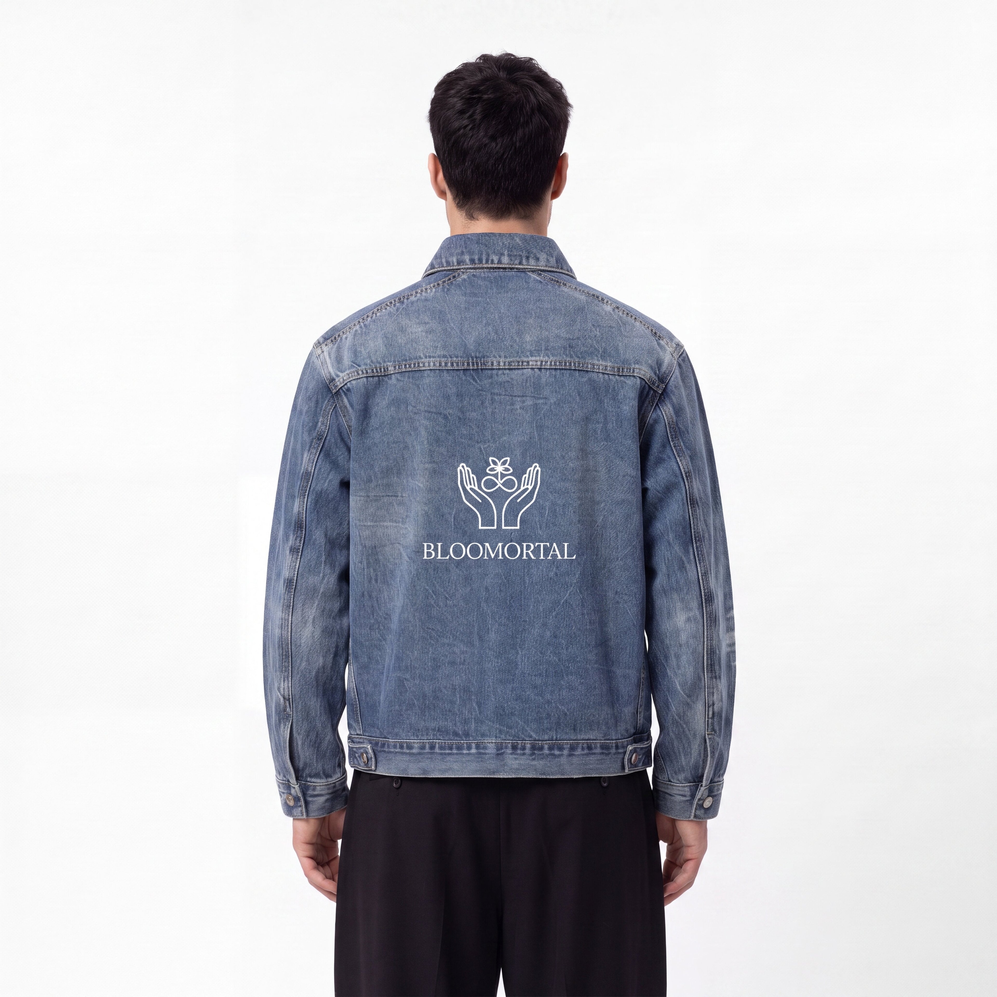BLOOMORTAL Vintage Wash Zip Up Denim Jacket - BLOOMORTAL