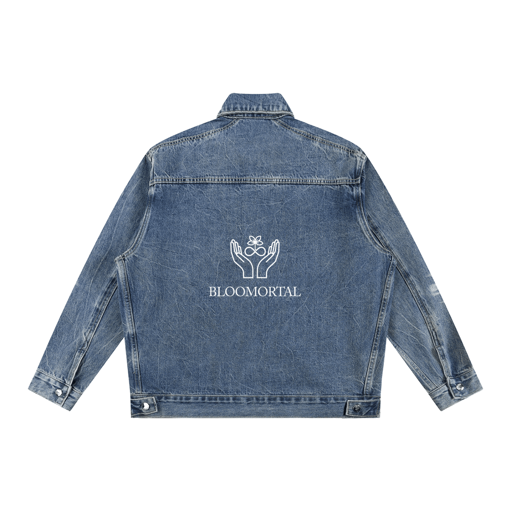 BLOOMORTAL Vintage Wash Zip Up Denim Jacket - BLOOMORTAL