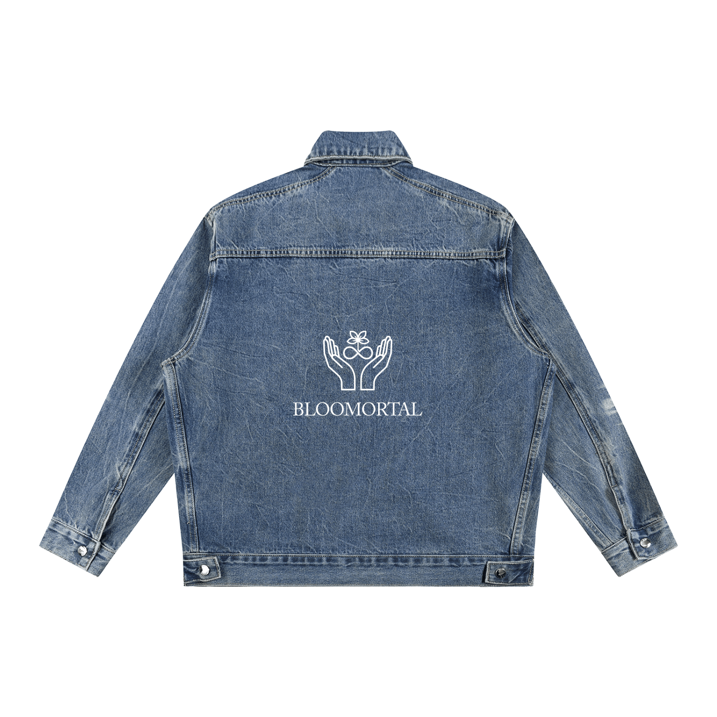 BLOOMORTAL Vintage Wash Zip Up Denim Jacket - BLOOMORTAL
