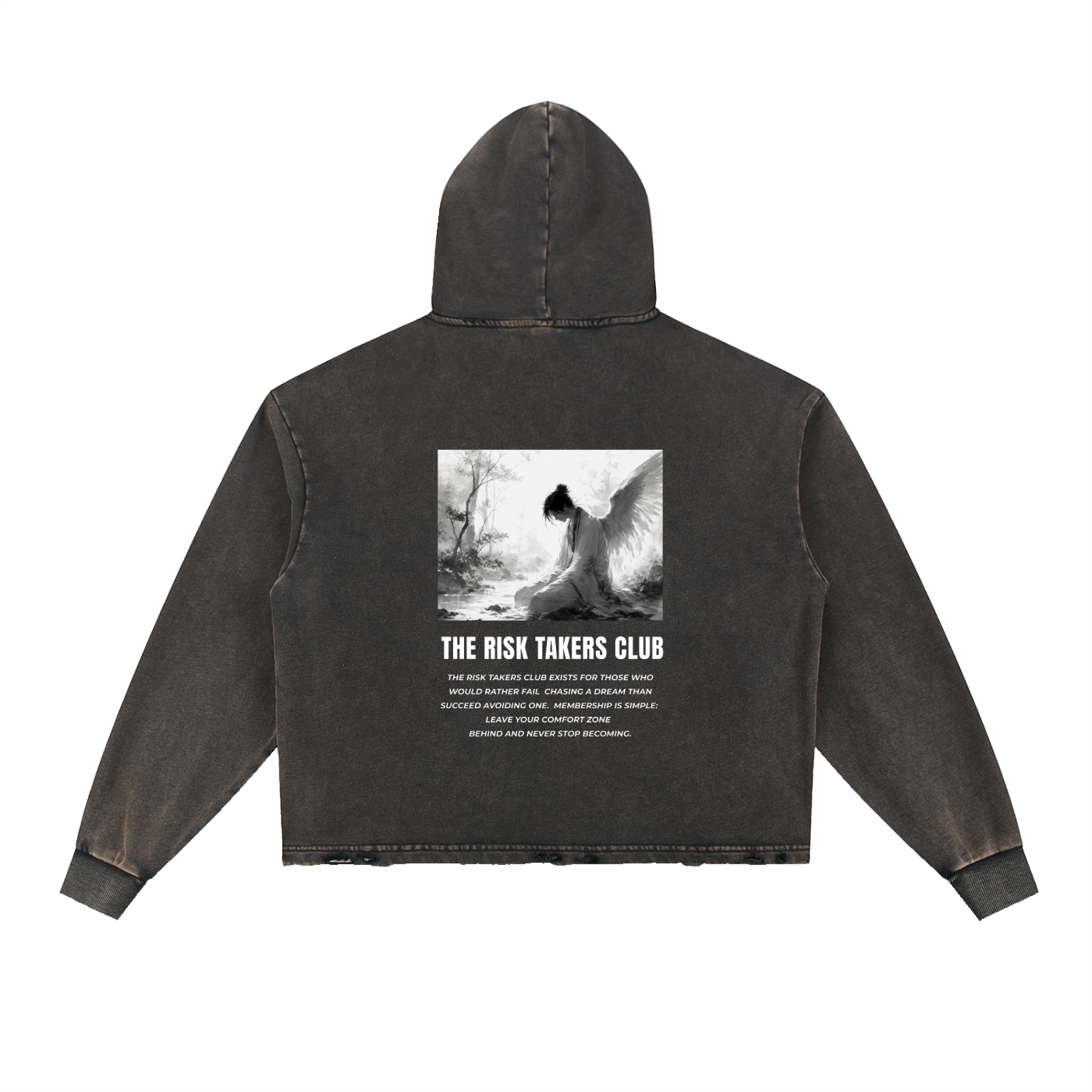 The Risk Takers Club Vintage Washed Frayed-Hem Unisex Hoodie
