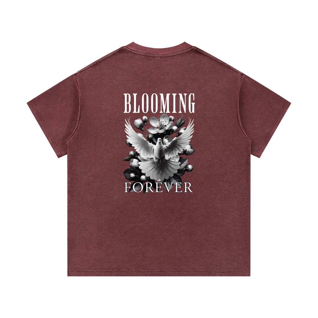 Blooming Forever Mineral Wash Waffle Knit Unisex T-Shirt