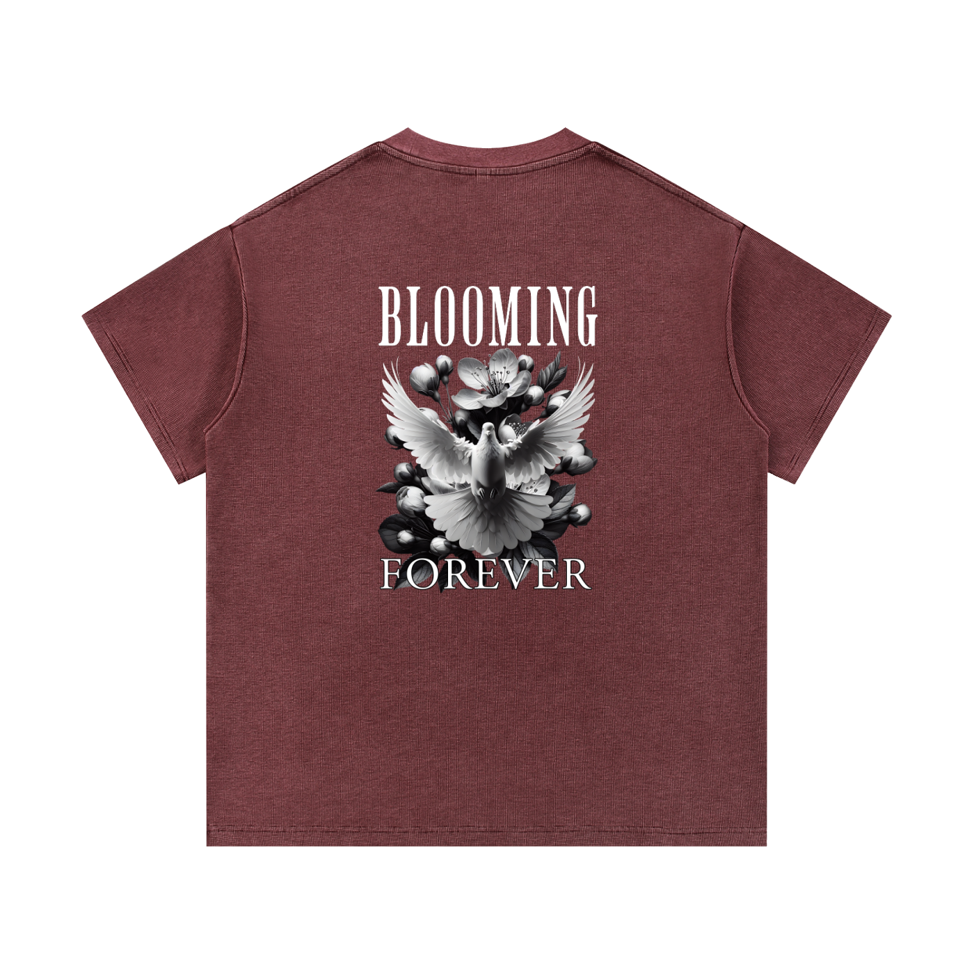 Blooming Forever Mineral Wash Waffle Knit Unisex T-Shirt