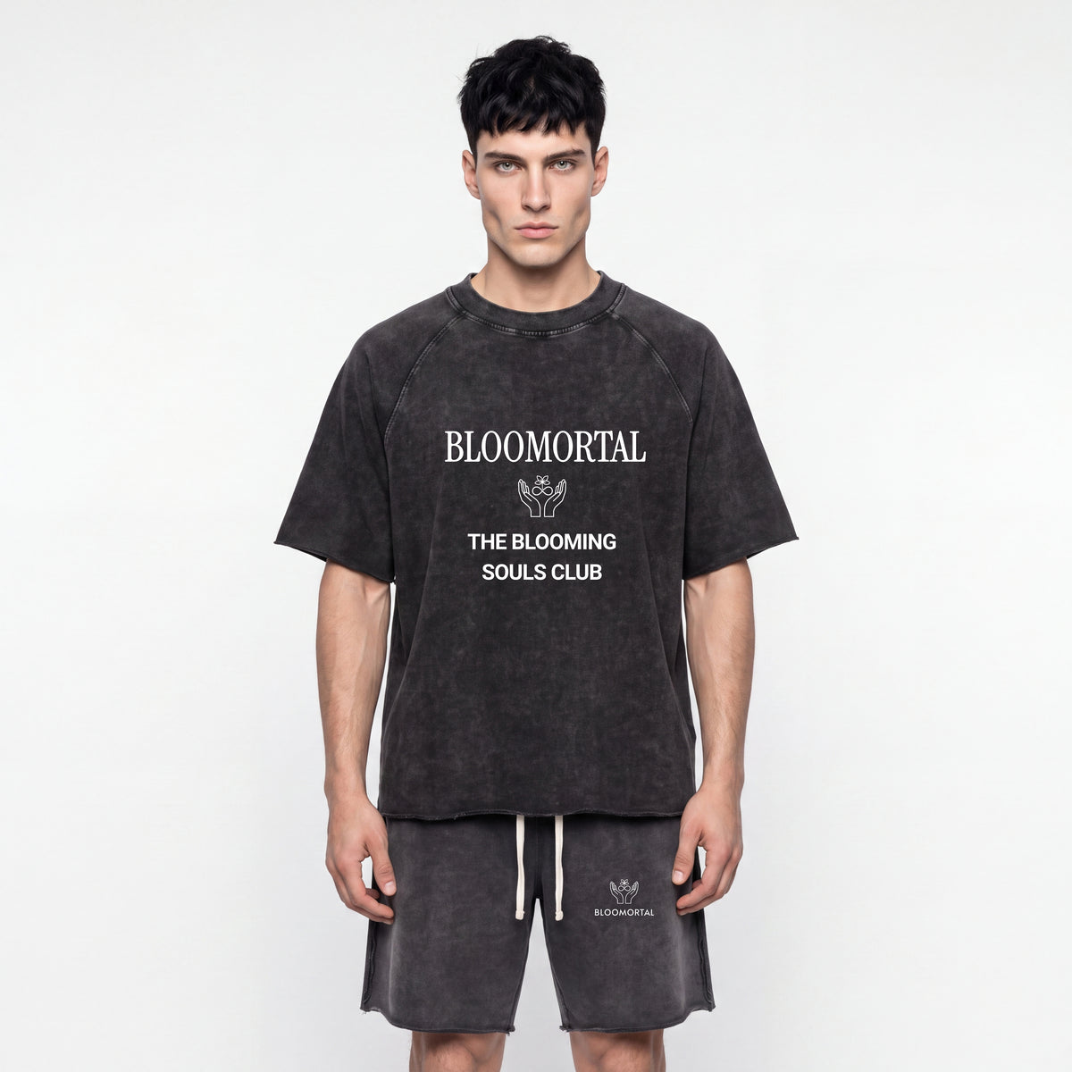 Short Set - Mineral Wash Raw Edge T-Shirt
