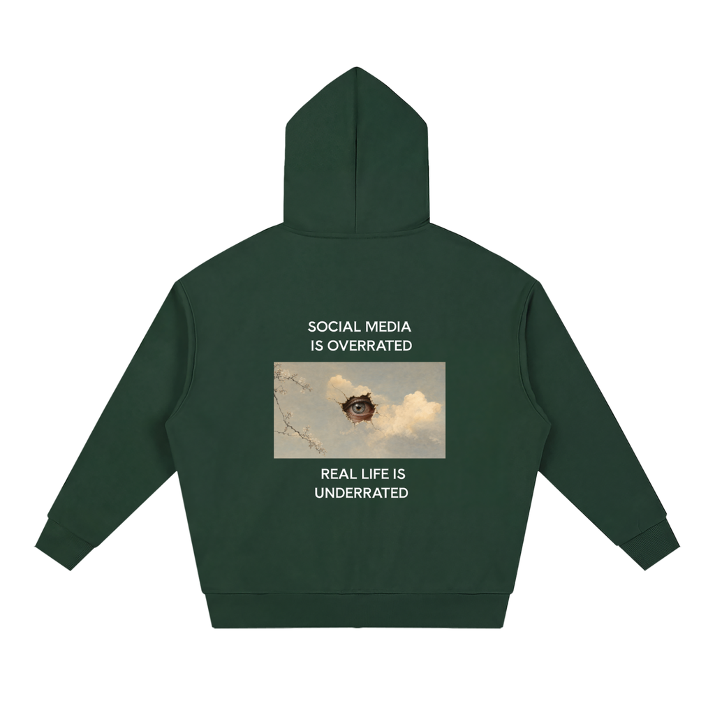 Social Media Is Overrated Unisex Loose Full Zip Hoodie