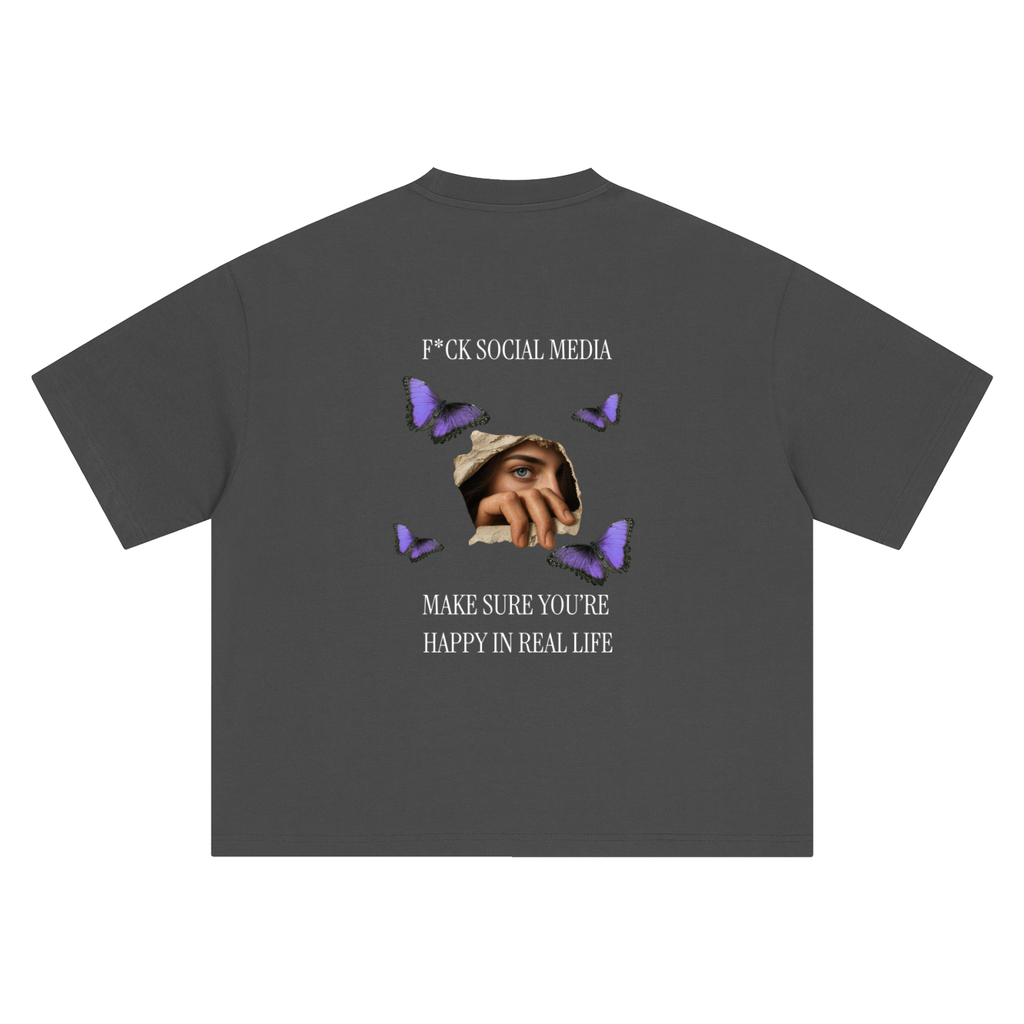 F*ck Social Media Boxy Unisex Oversized T-Shirt