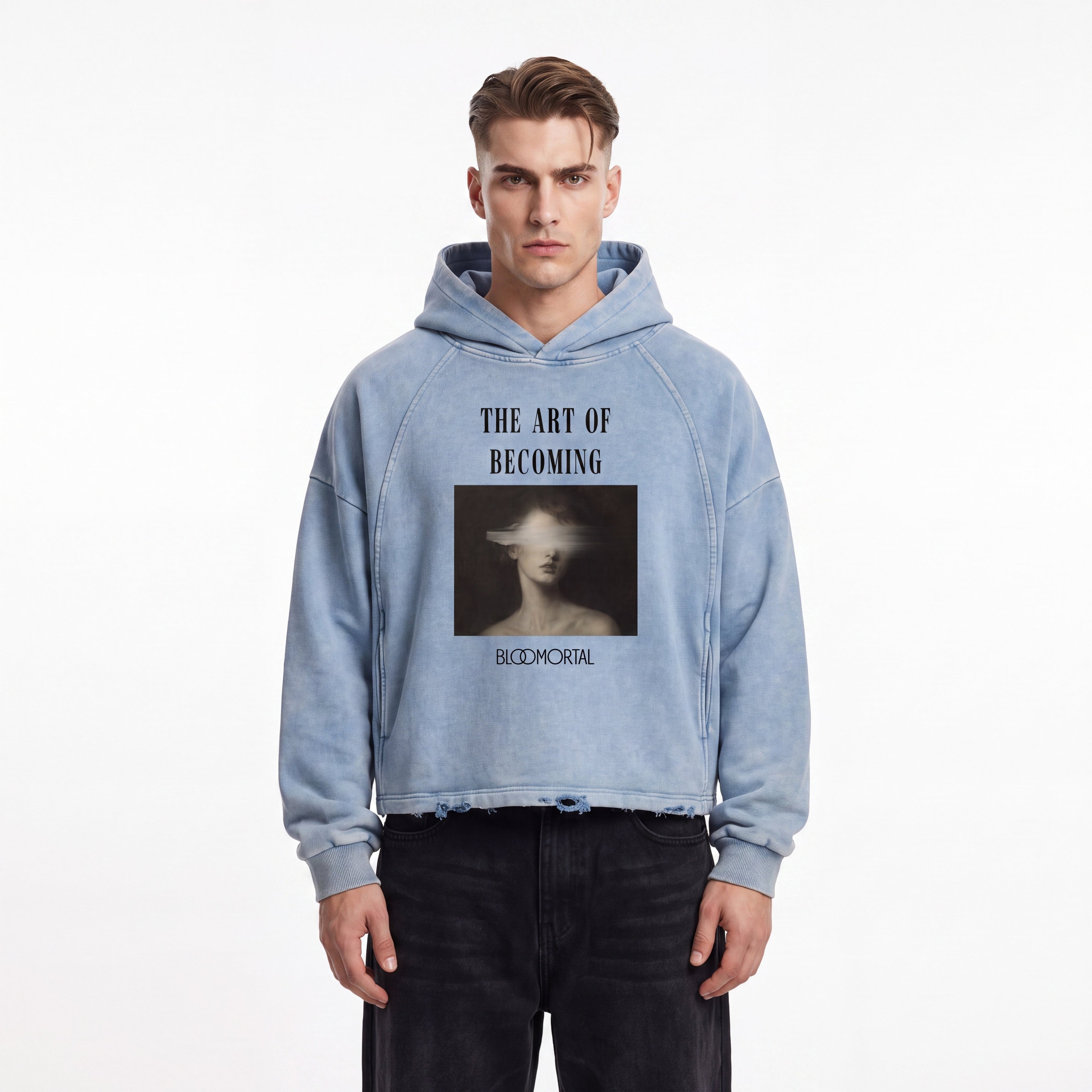 The Art Of Becoming Vintage Washed Frayed-Hem Unisex Hoodie