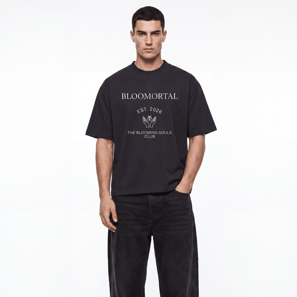 Knitted Round Neck Oversized Unisex T-Shirt - BLOOMORTAL