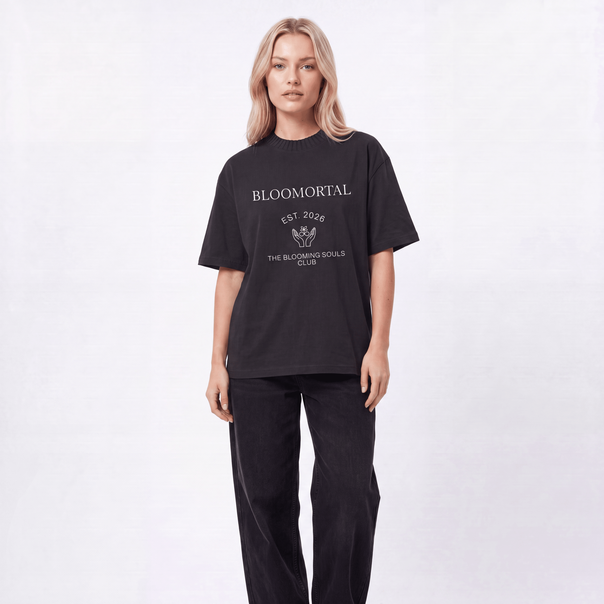 Knitted Round Neck Oversized Unisex T-Shirt - BLOOMORTAL