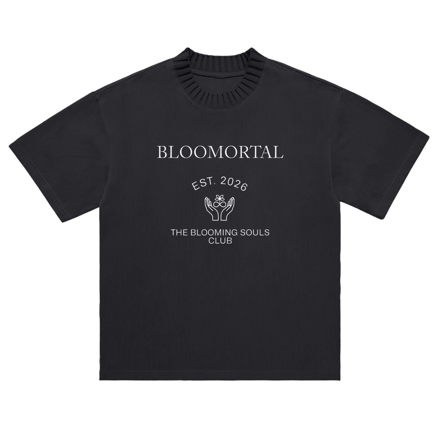 Knitted Round Neck Oversized Unisex T-Shirt - BLOOMORTAL
